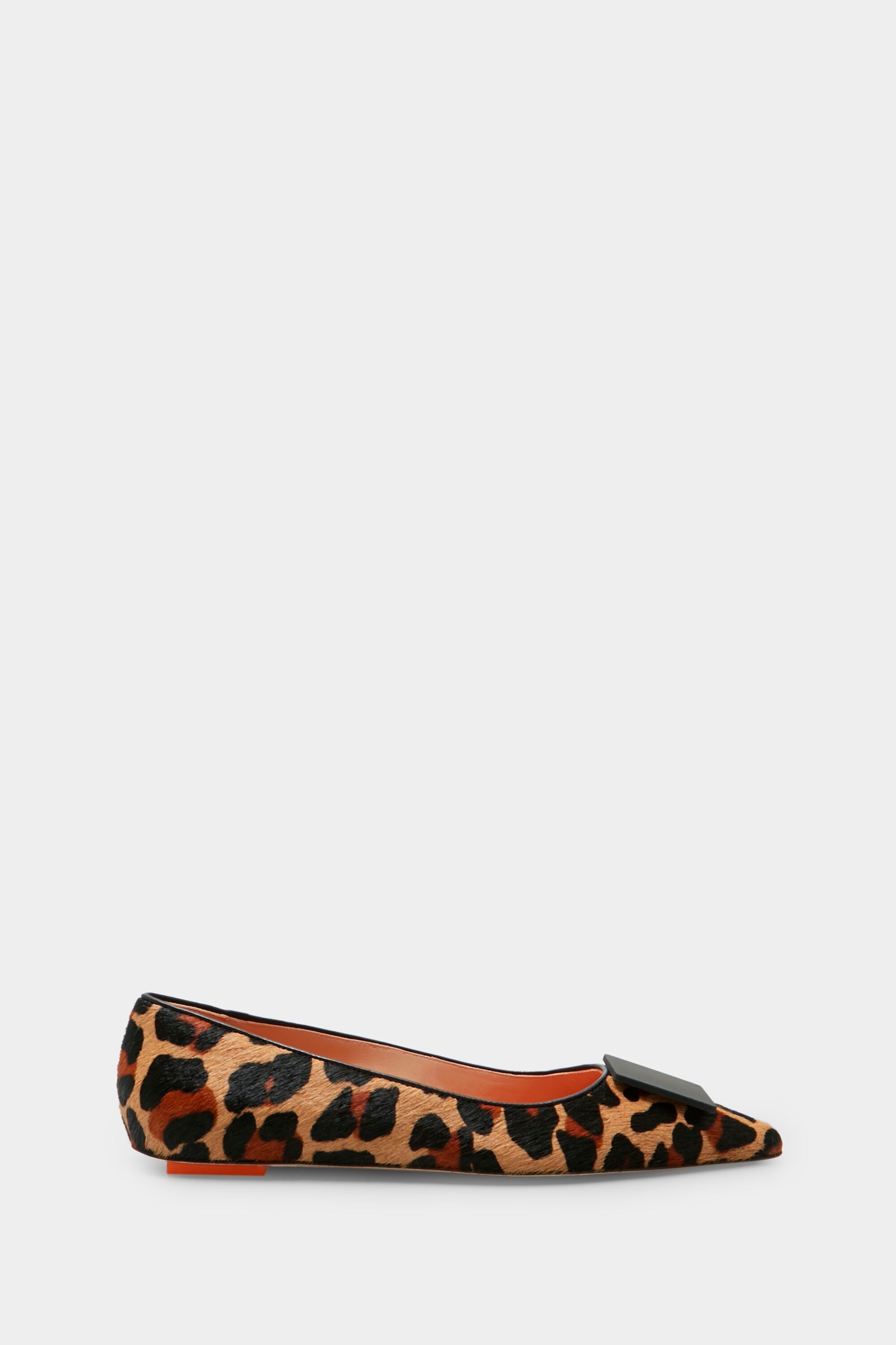 Printed leather flat shoes