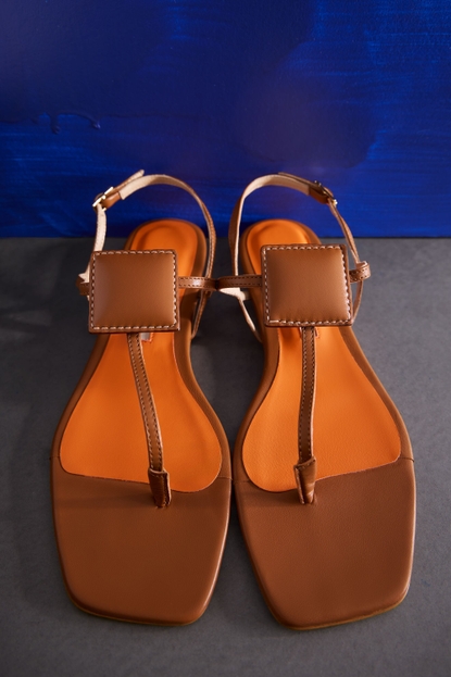 DOMINO FLAT LEATHER SANDALS