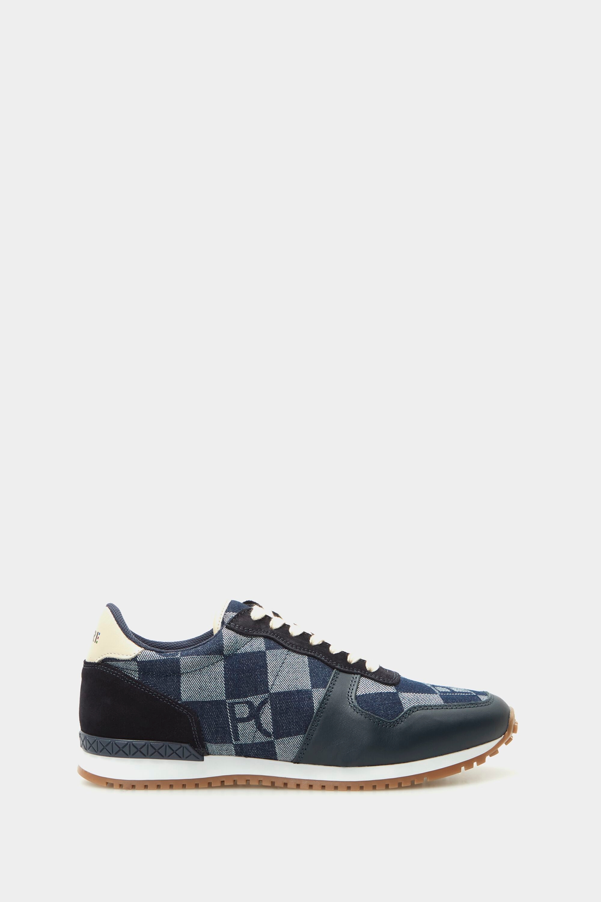 Denim Cubes canvas and leather sneakers
