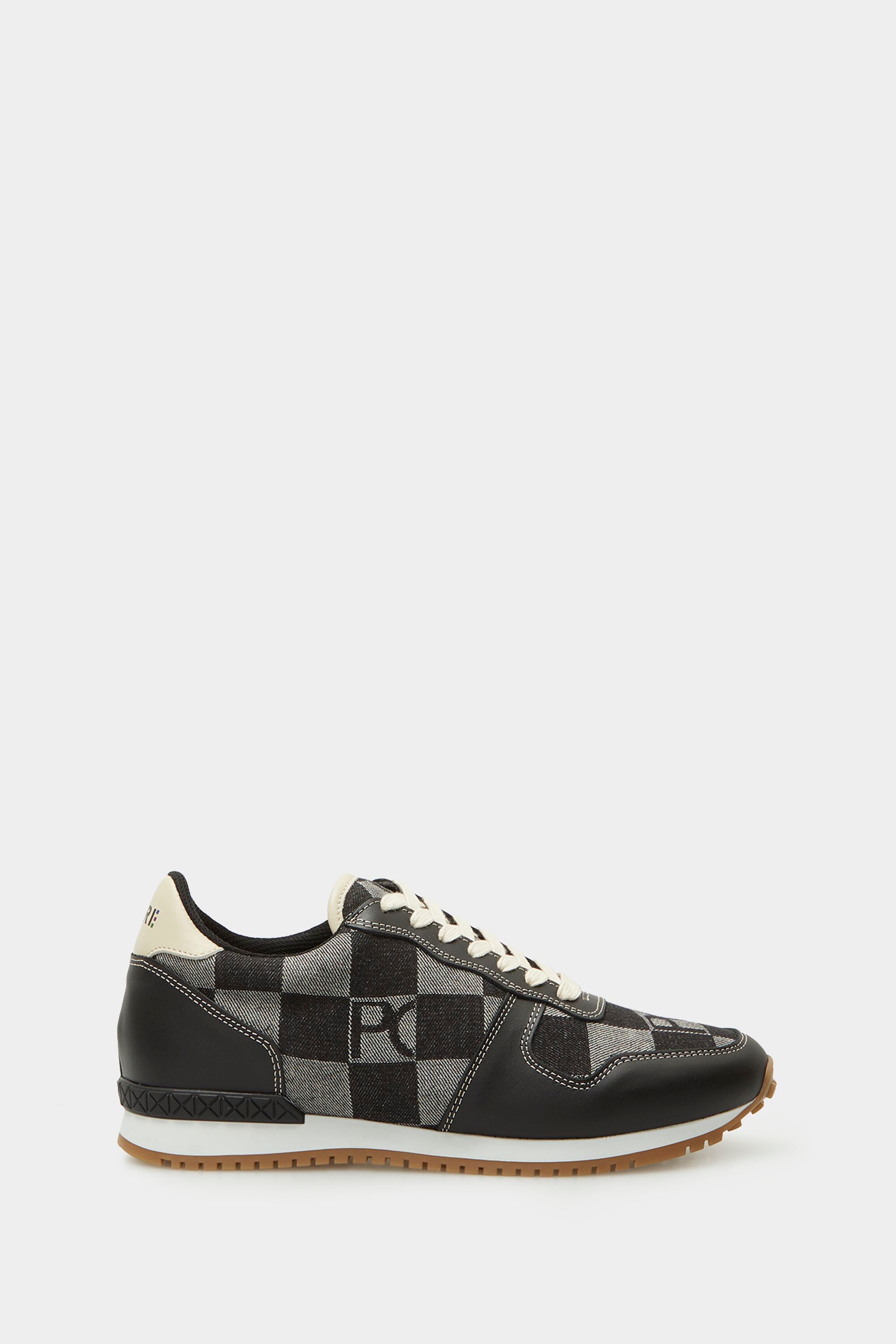 Canvas Cube Denim and leather sneakers