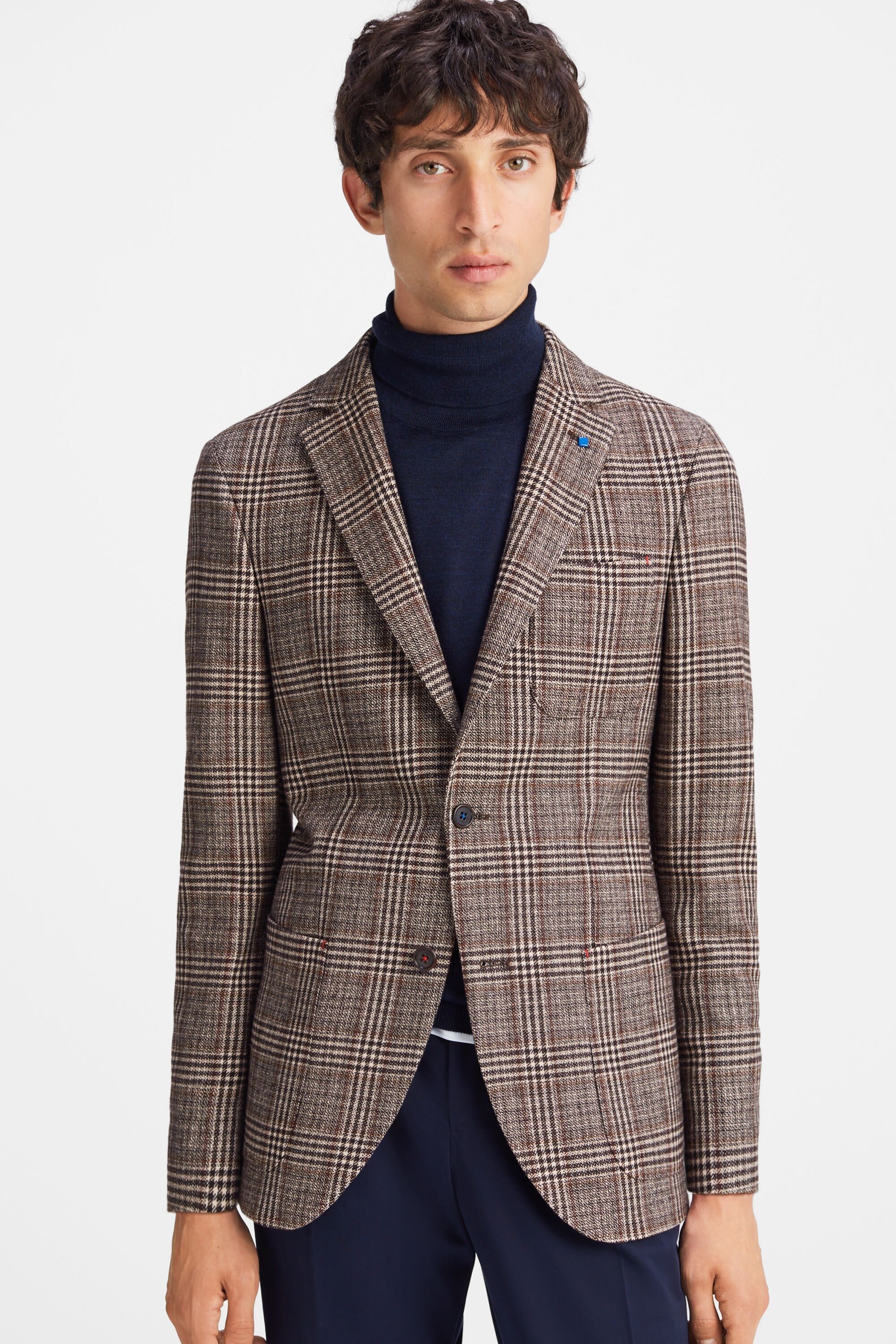 Prince of Wales check wool-blend relaxed fit blazer