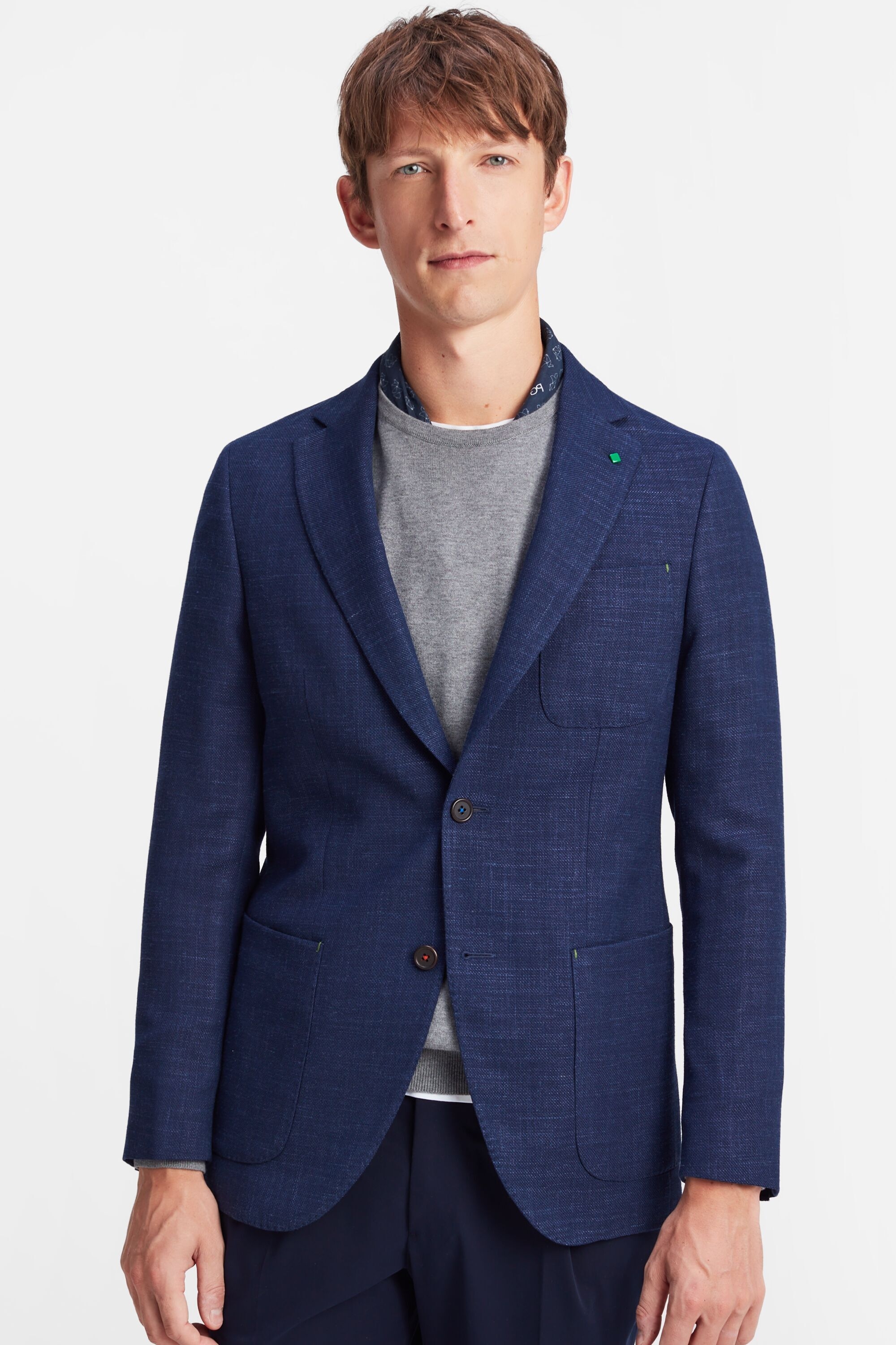 Structured wool-blend relaxed fit blazer