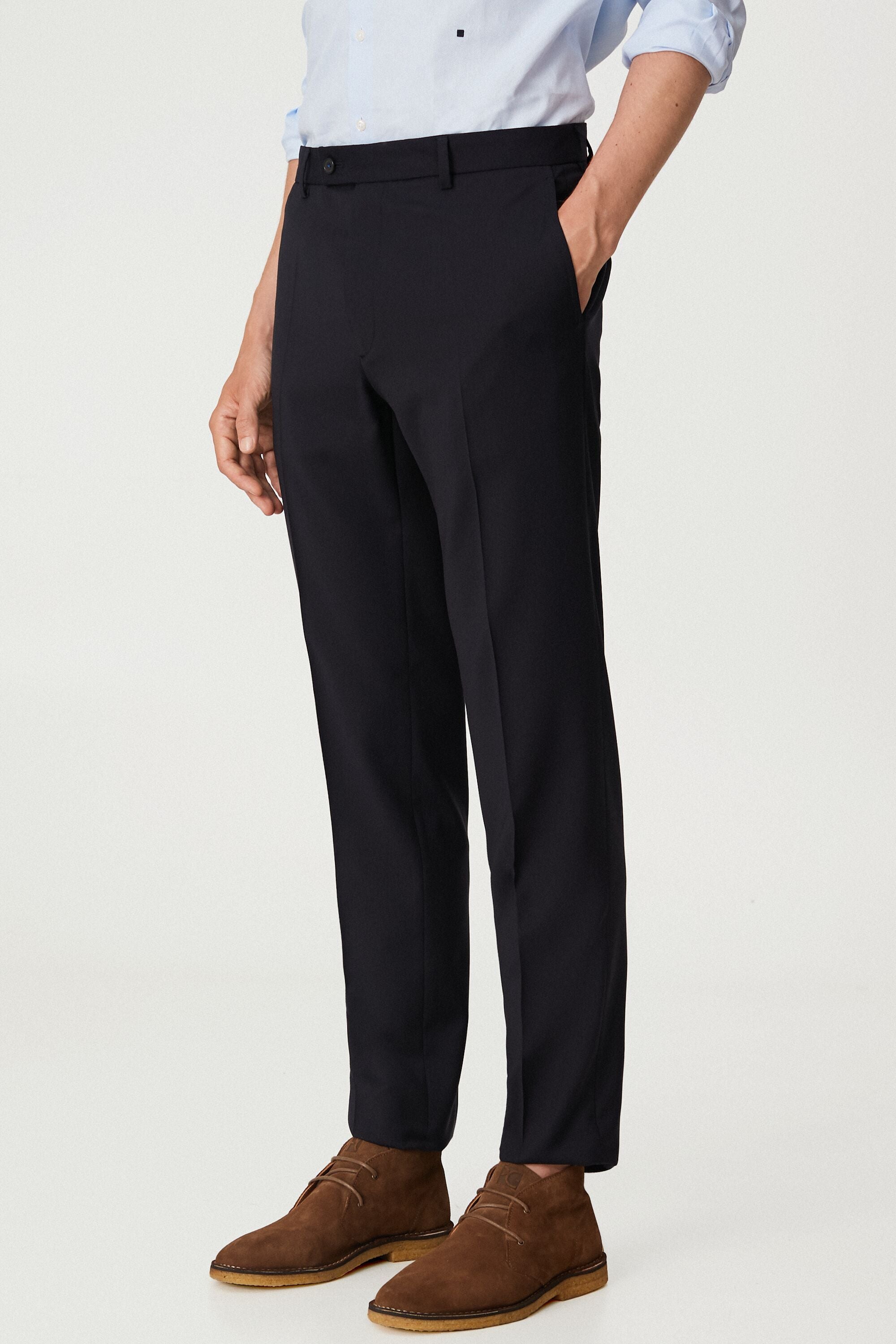 Wool twill relaxed fit suit trousers