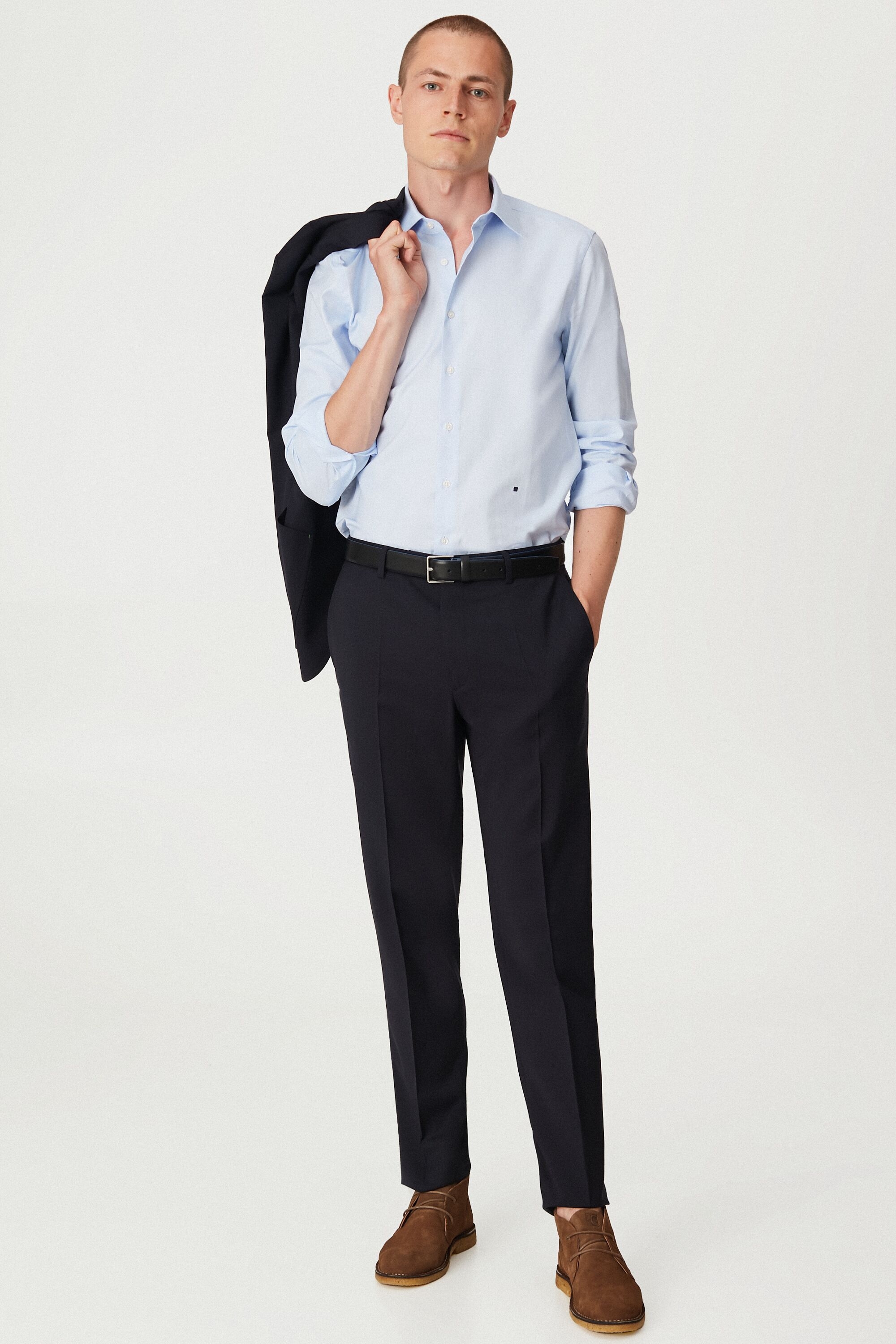 Wool twill relaxed fit suit trousers