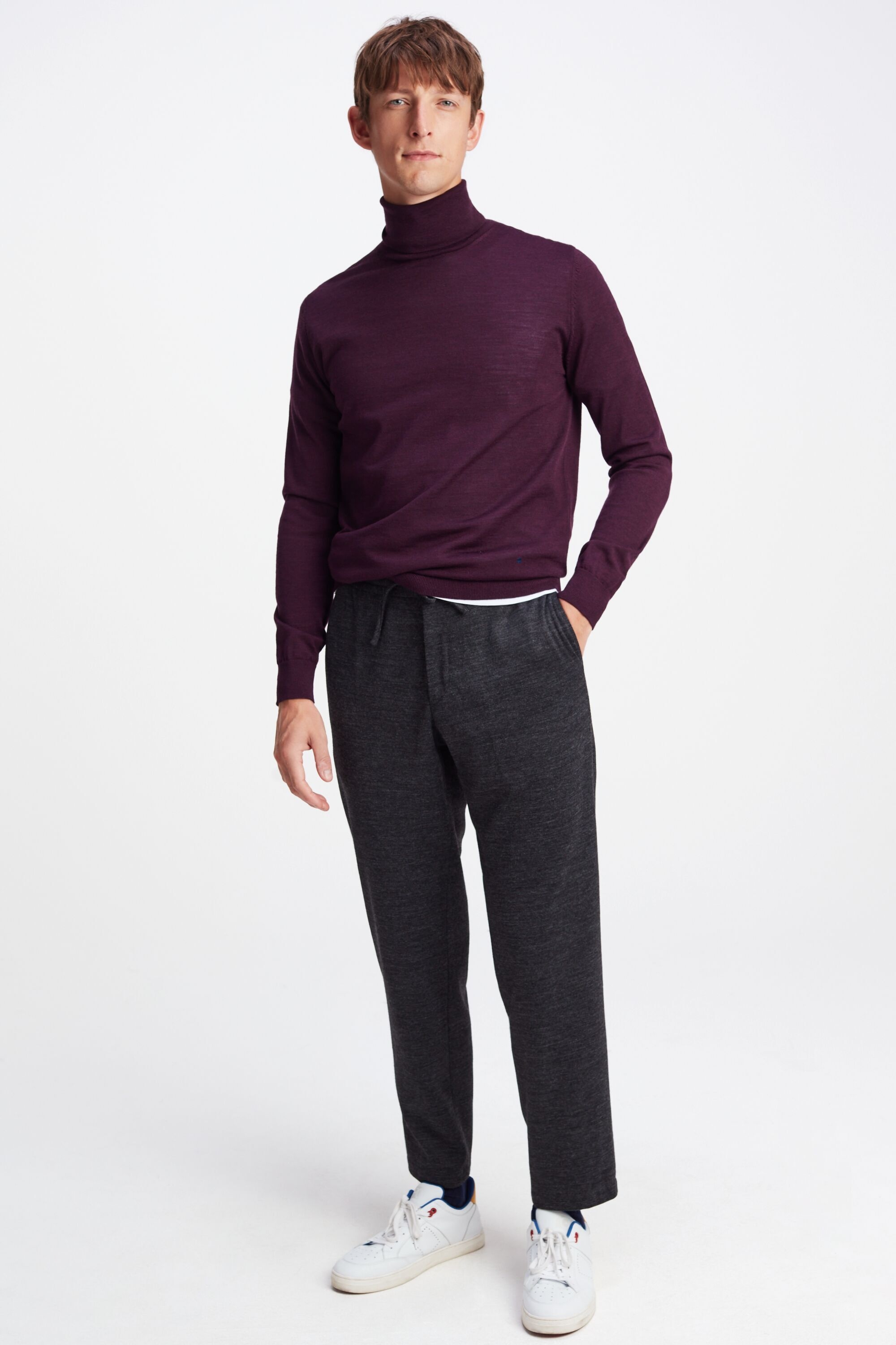 Double-faced knit relaxed fit trousers