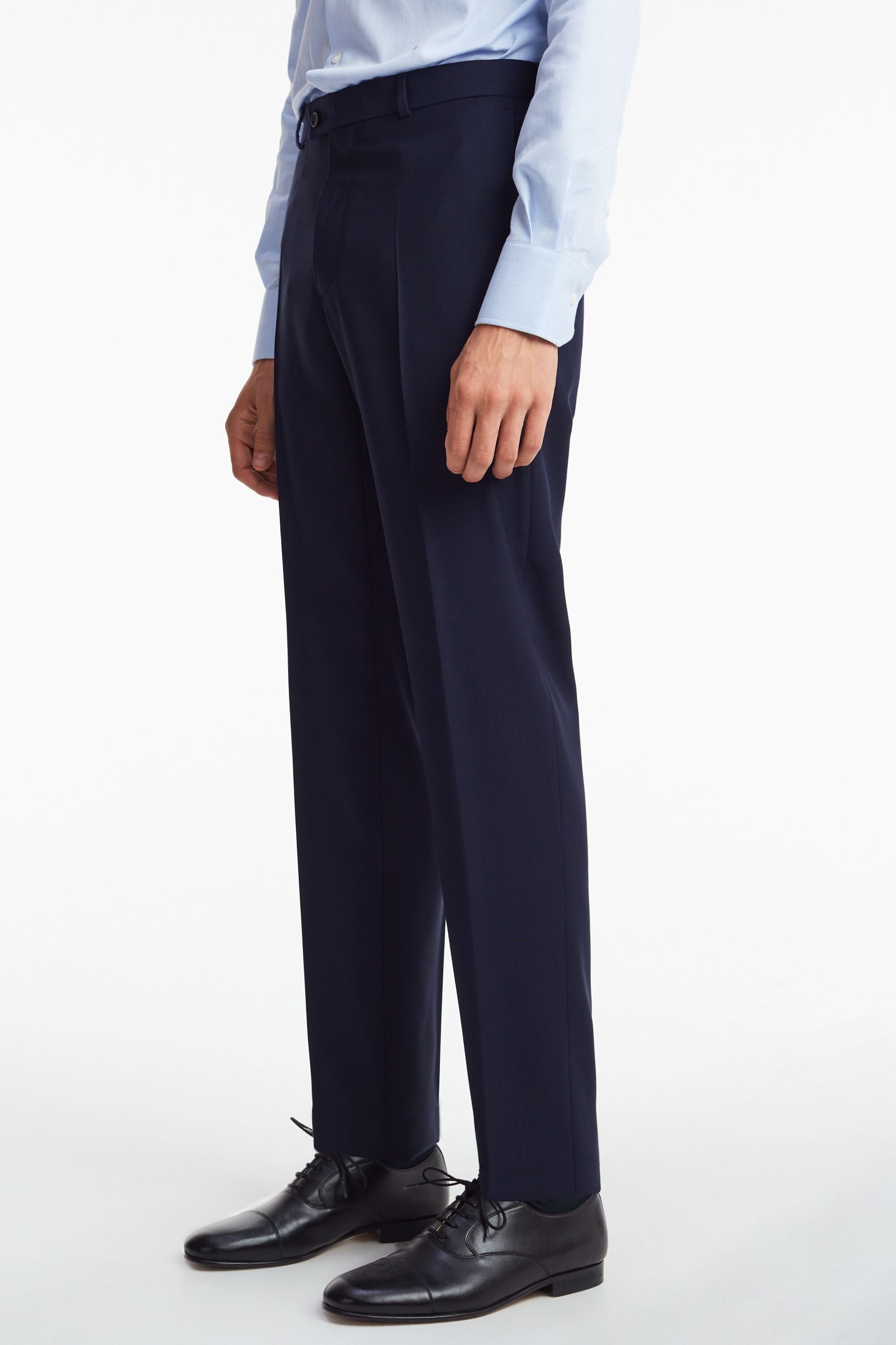 Structured wool classic fit suit trousers