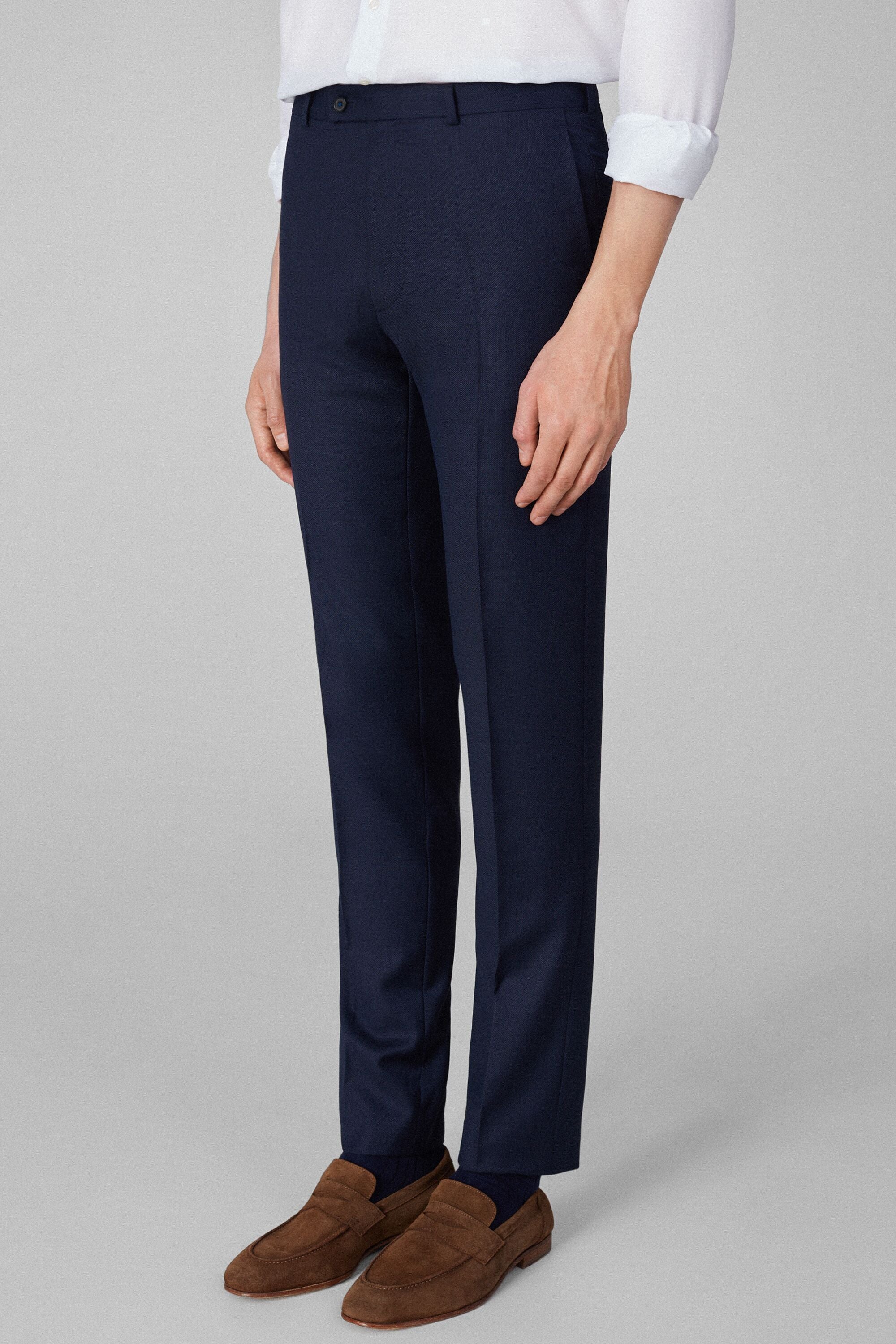 Structured wool classic fit suit trousers