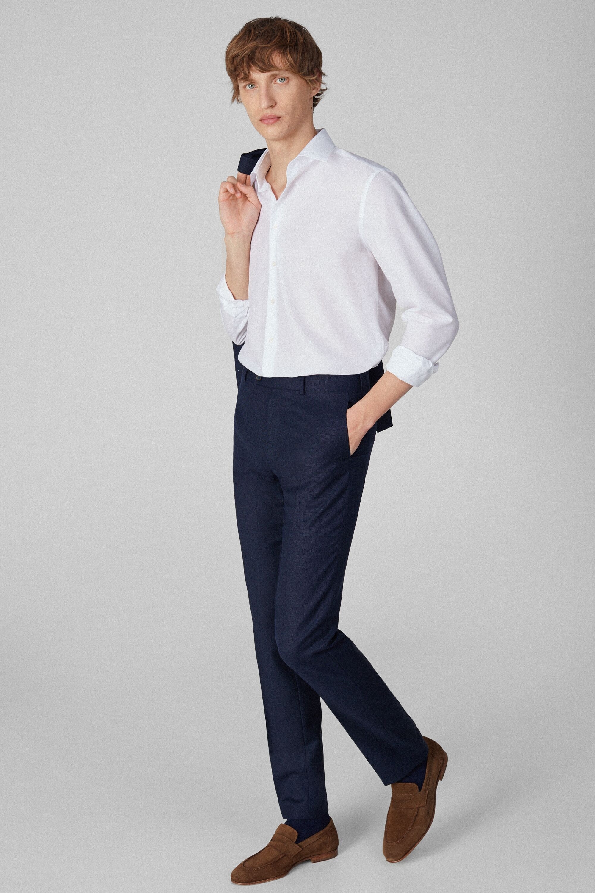 Structured wool classic fit suit trousers