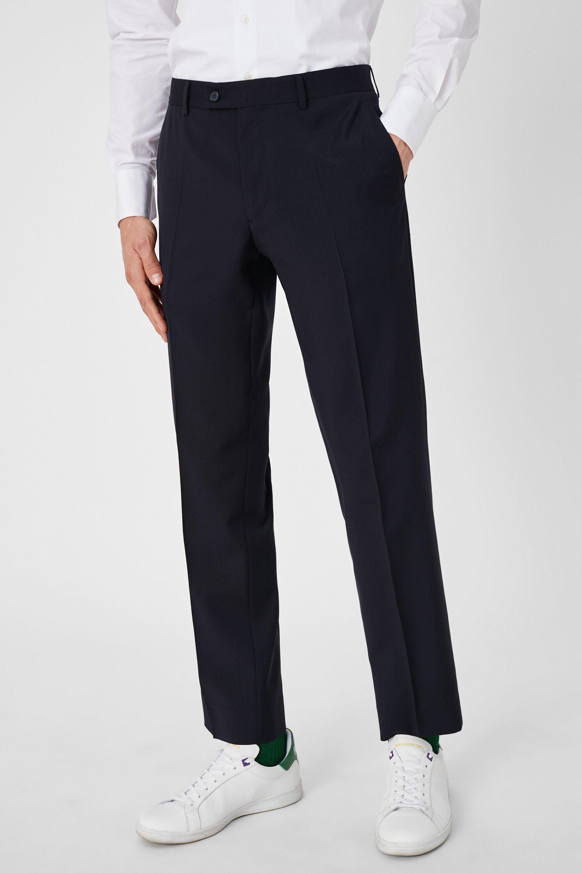 Wool classic fit suit trousers