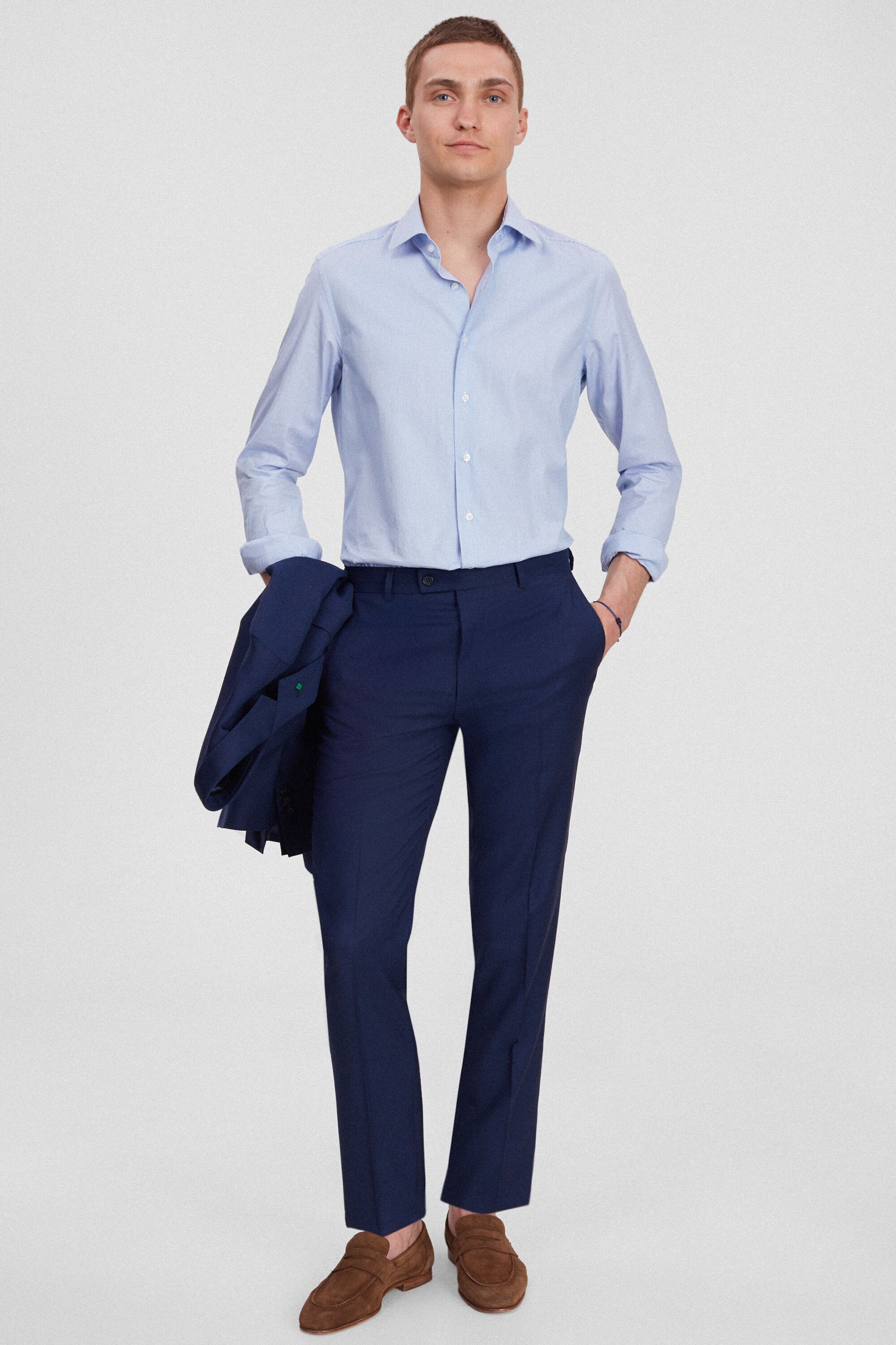Wool classic fit suit trousers