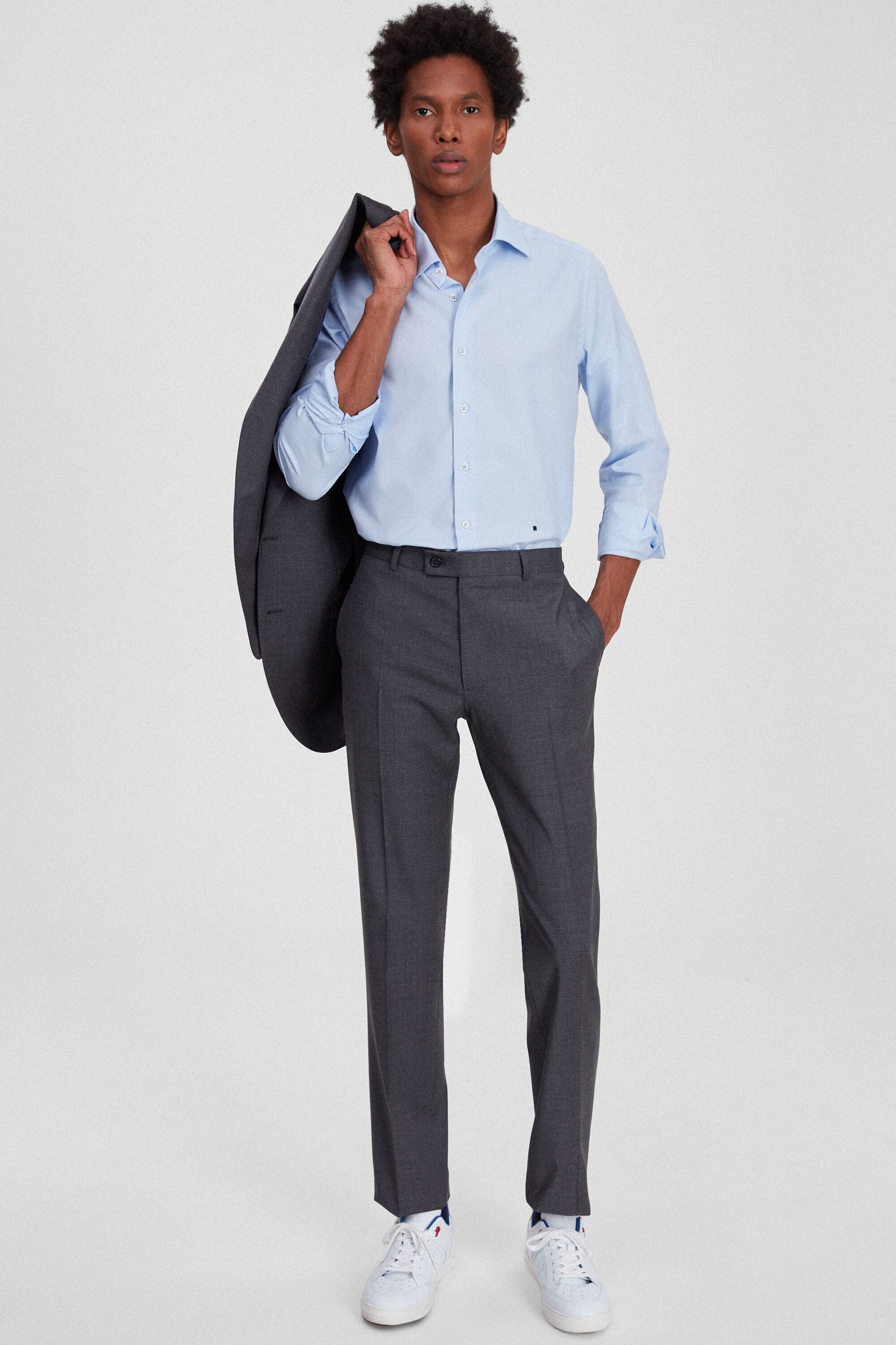 Classic fit wool suit trousers