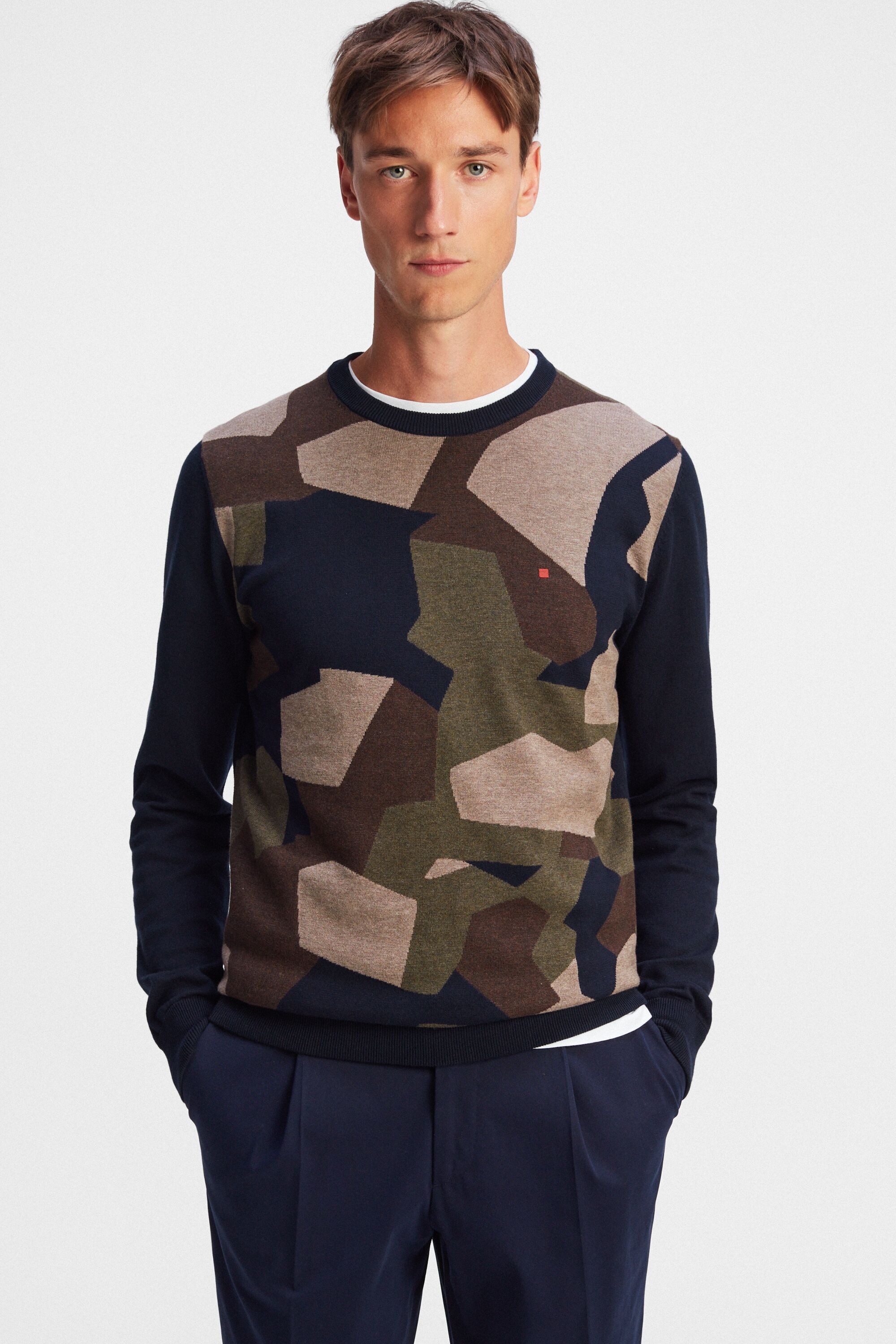 Camouflage intarsia sweater