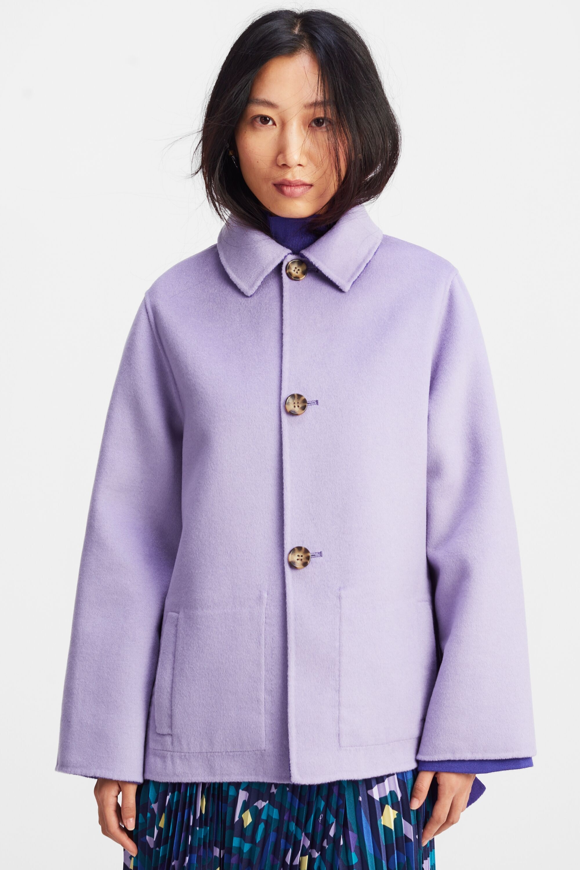 Double-faced wool reversible coat