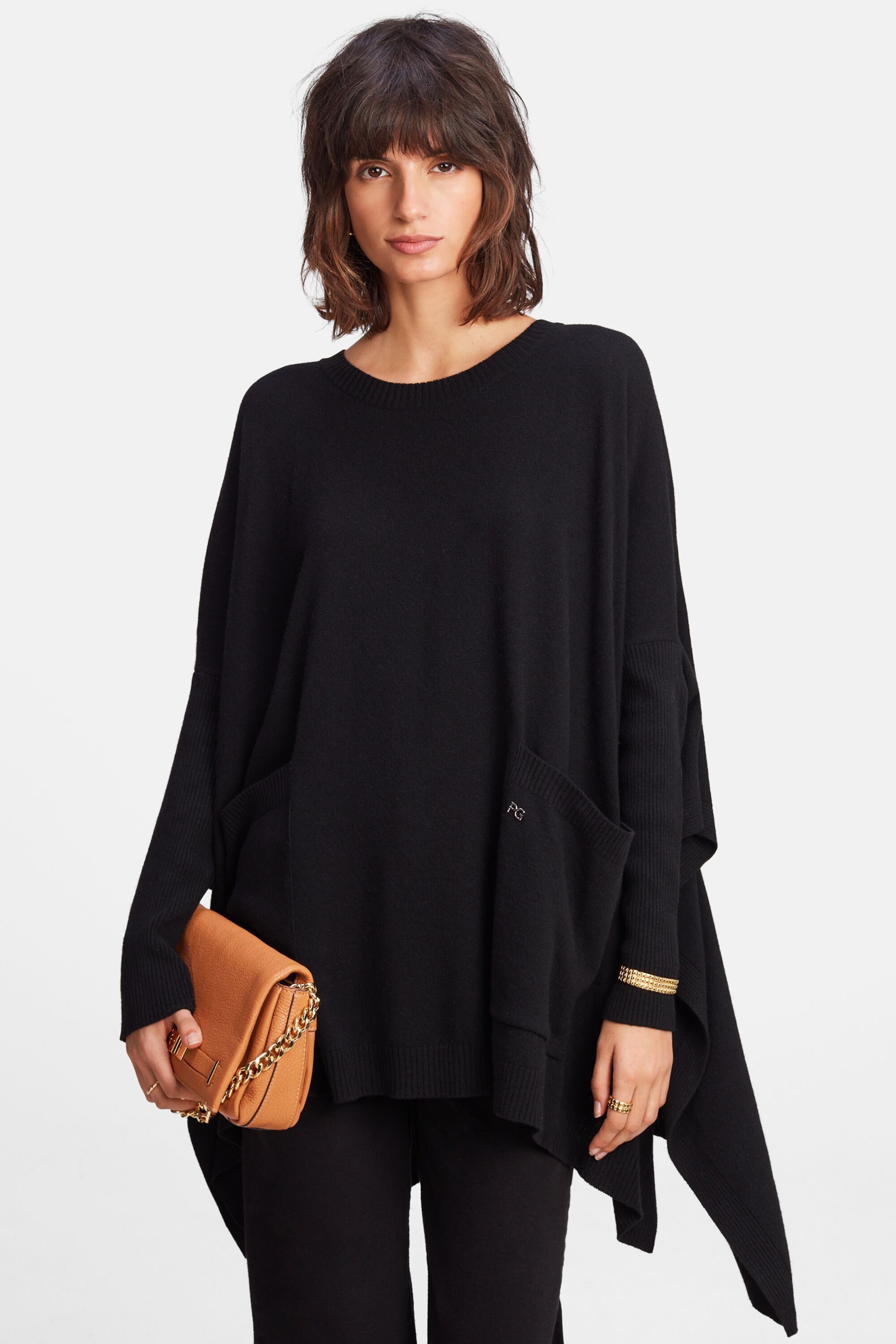 Wool and cashmere cape-style sweater