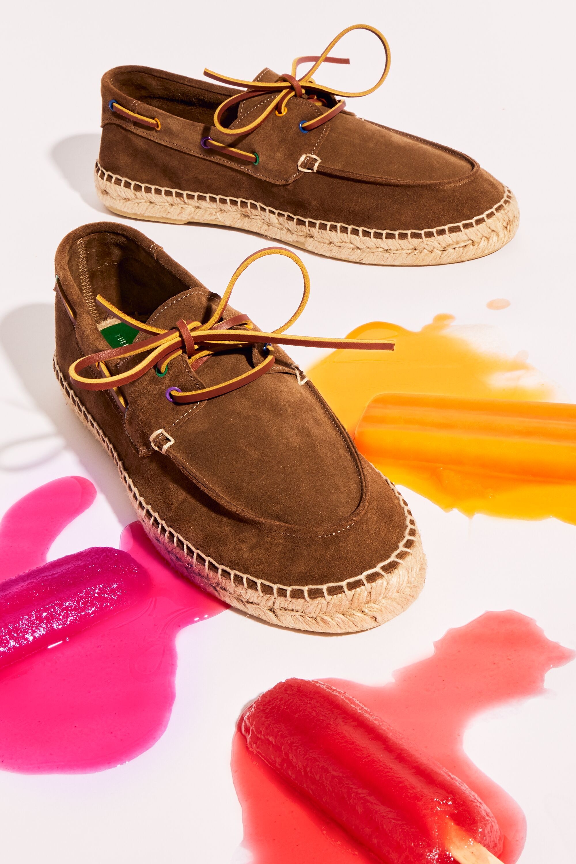 Suede espadrille boat shoes