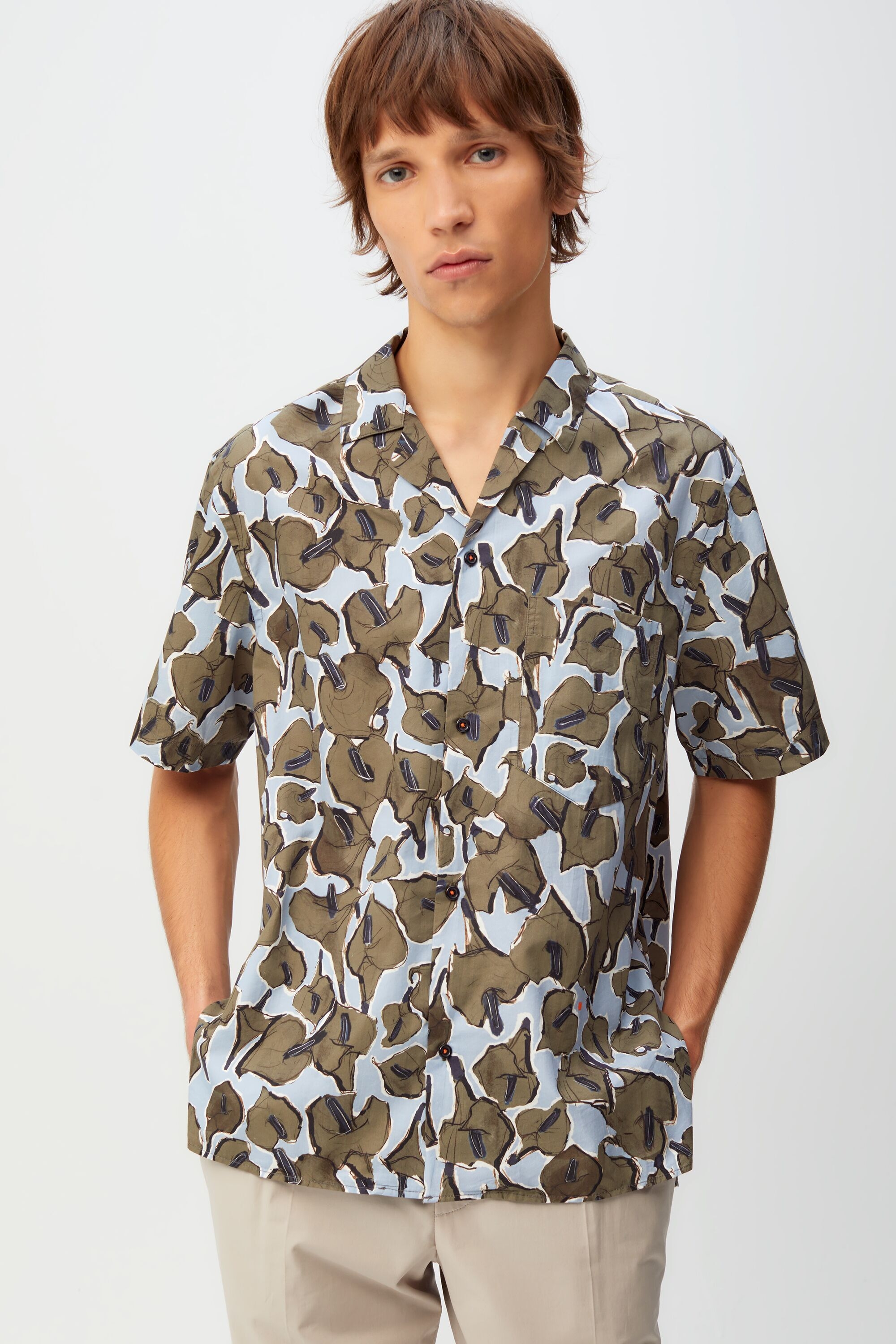 Camp collar printed shirt