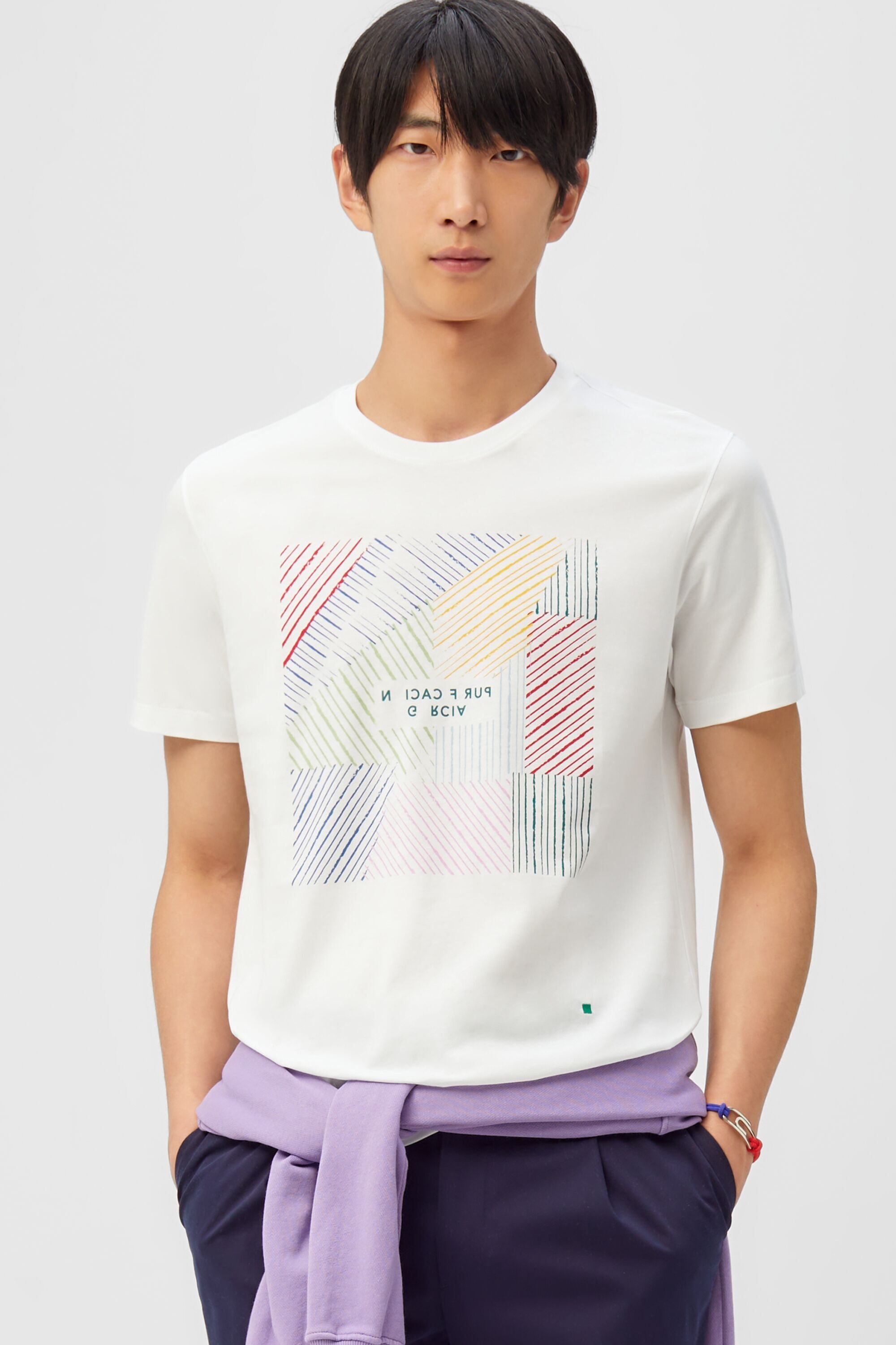 Striped cube printed t-shirt