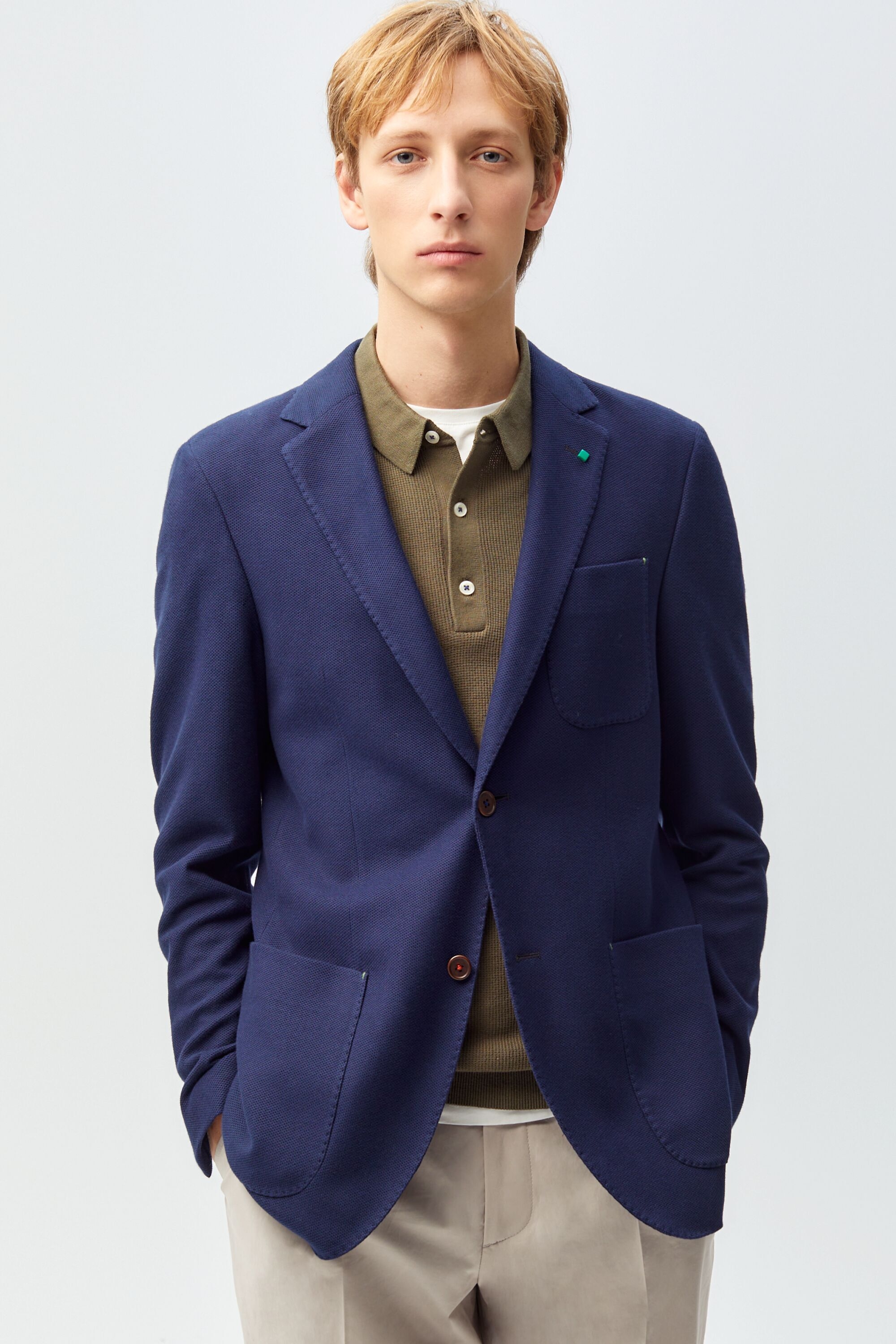 Piqué knit relaxed fit blazer