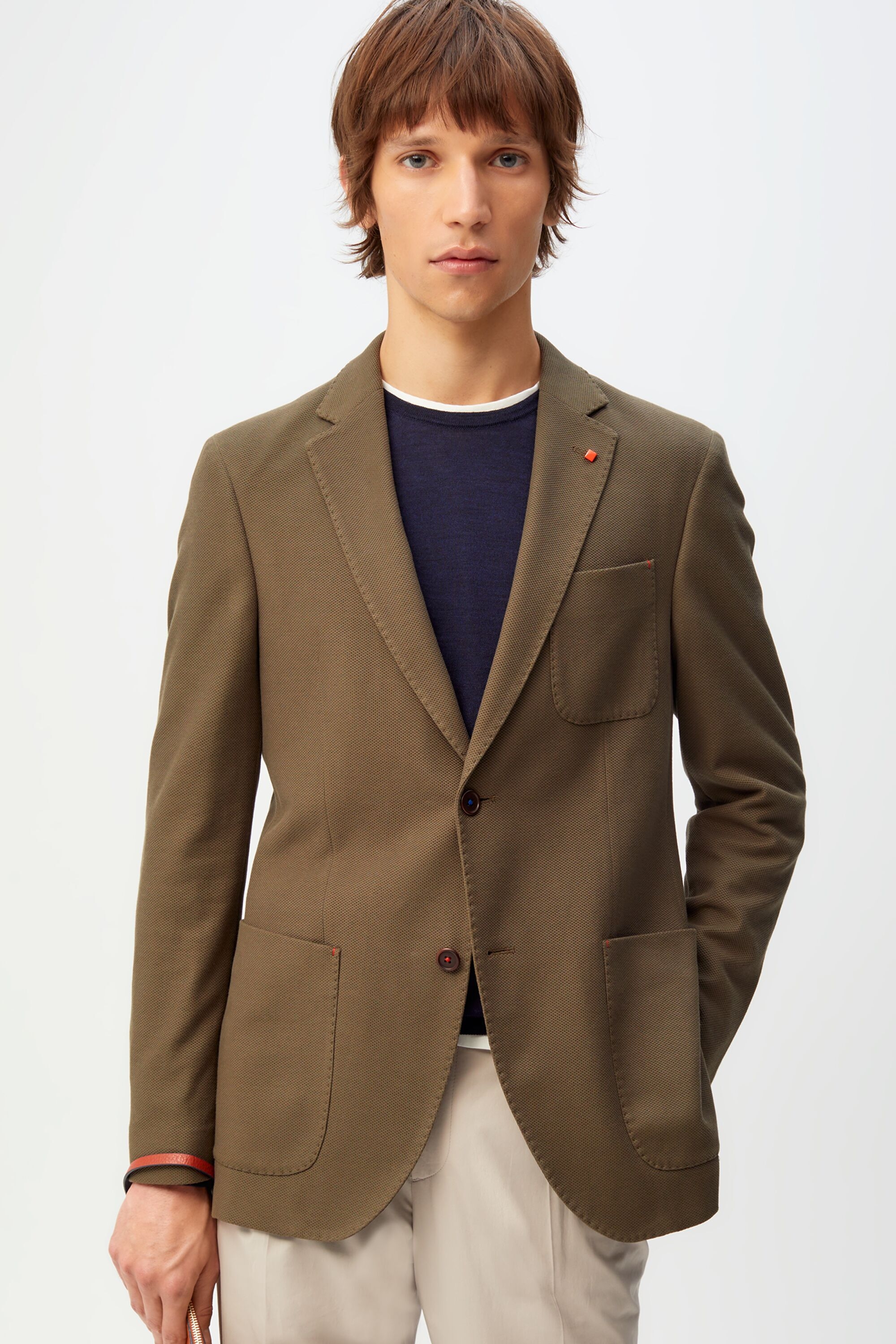 Piqué knit relaxed fit blazer