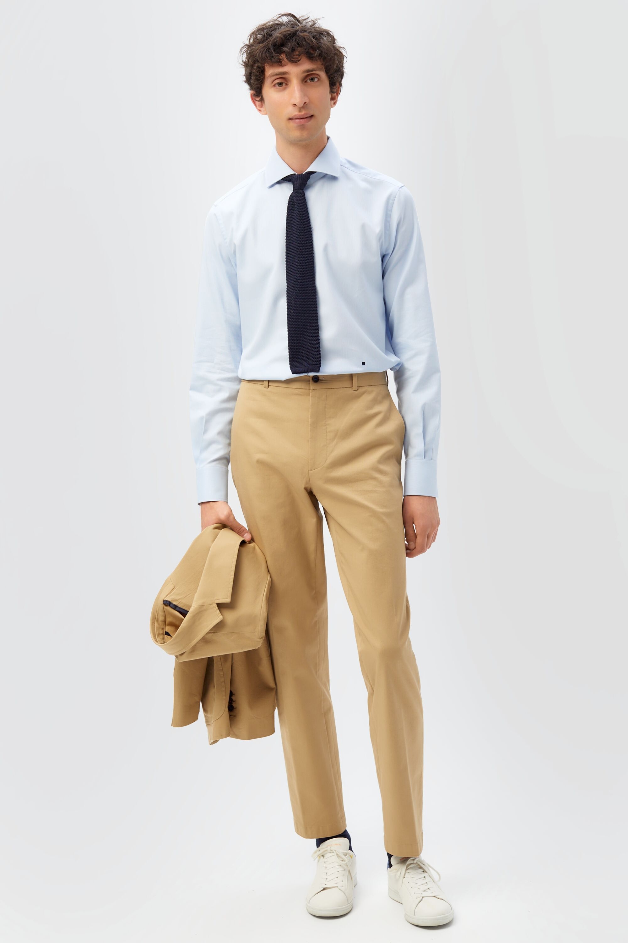 Regular fit twill suit trousers