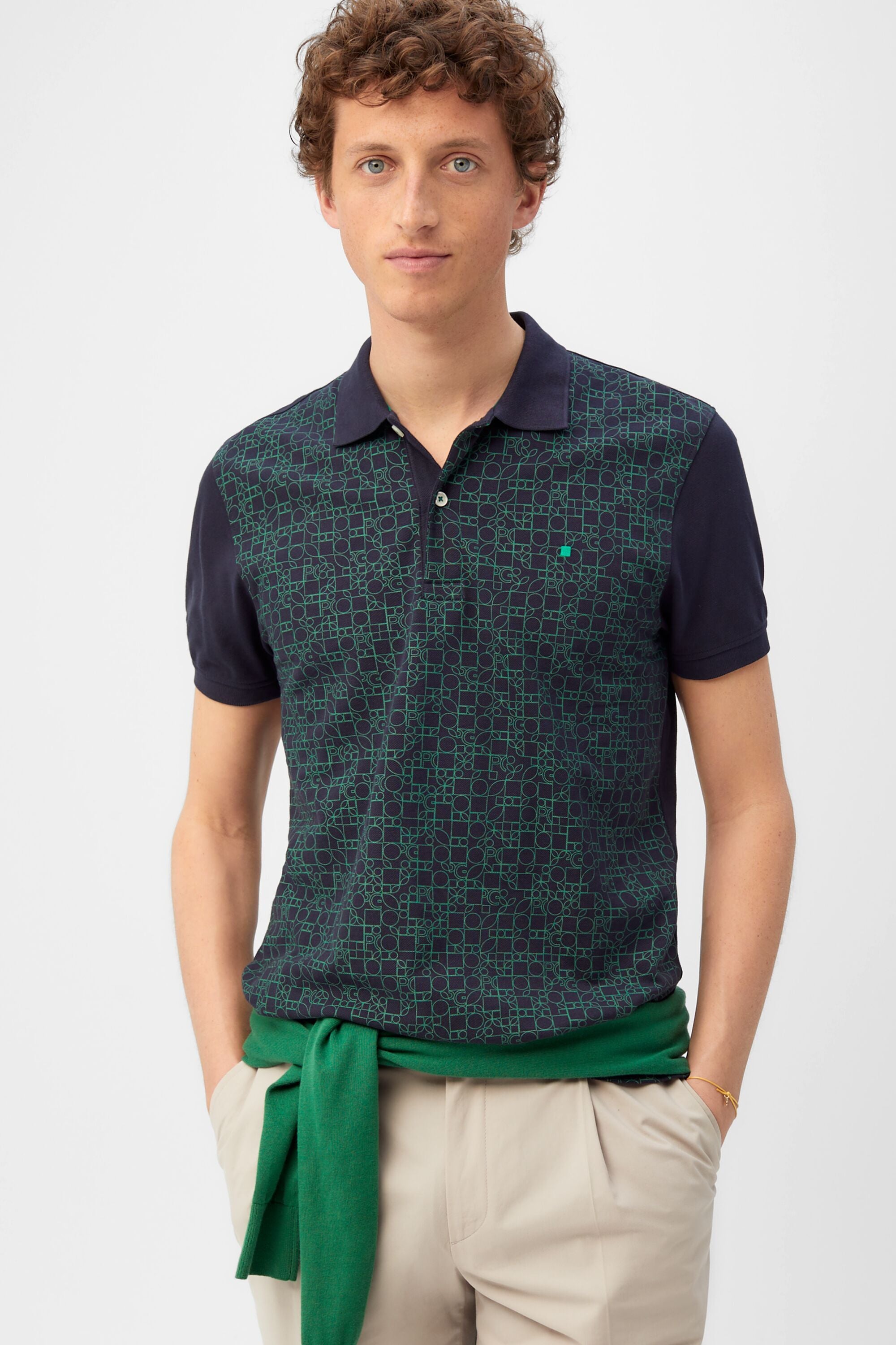 Polo piqu estampado Iconos PG azul marino verde Purificacion