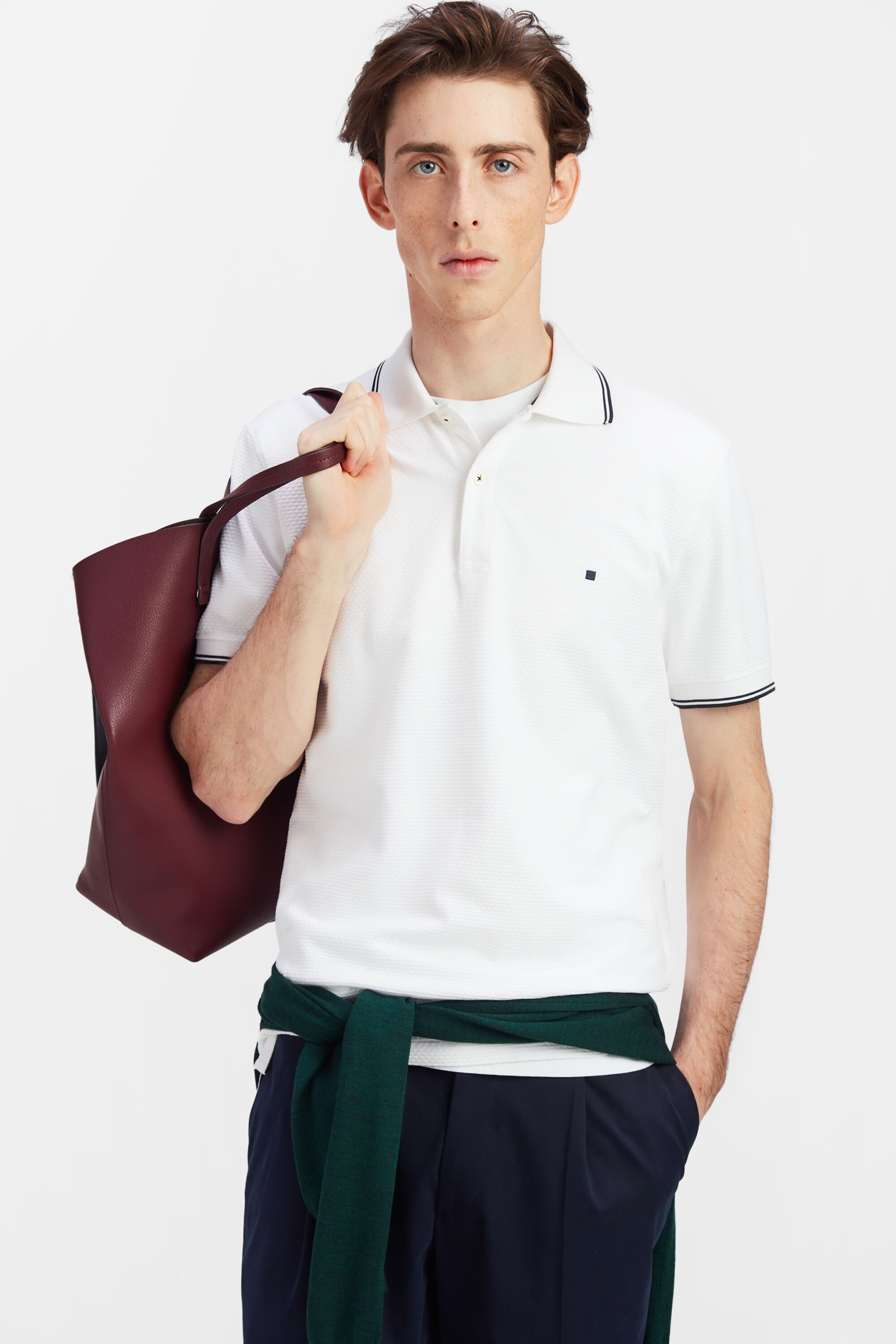 Contrast-tipped structured polo shirt