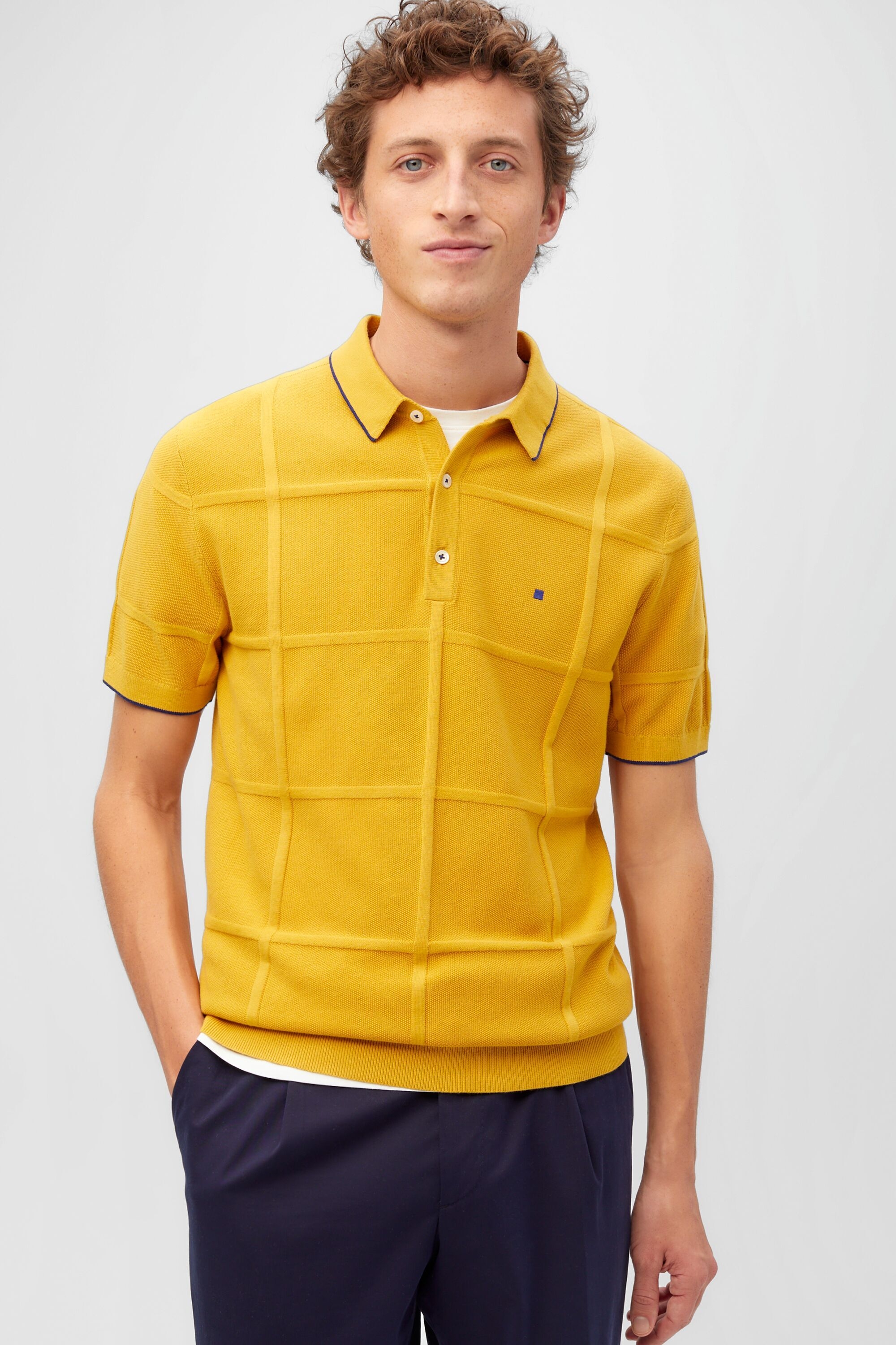Cube structured pima cotton polo shirt