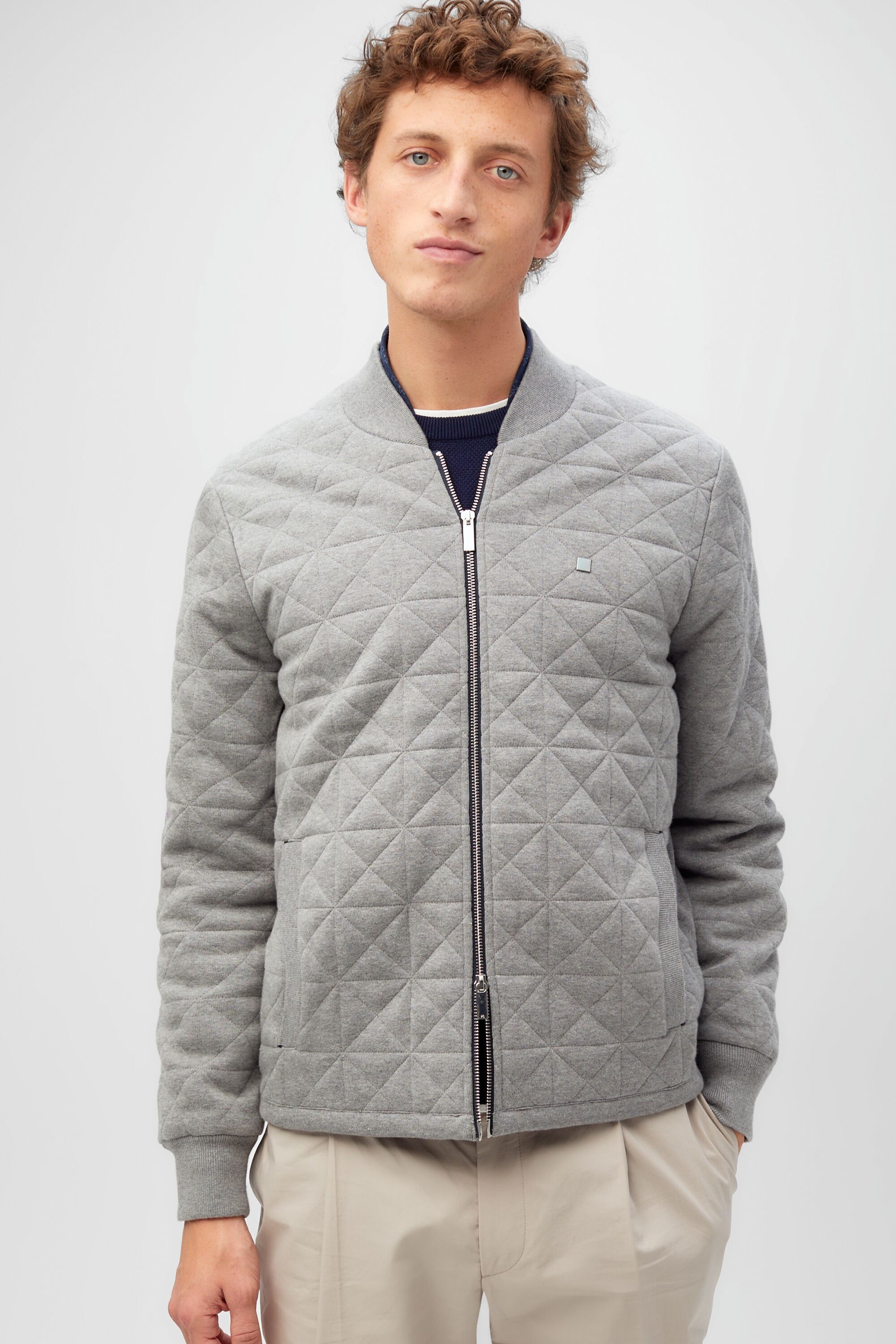 Origami quilted cotton bomber jacket