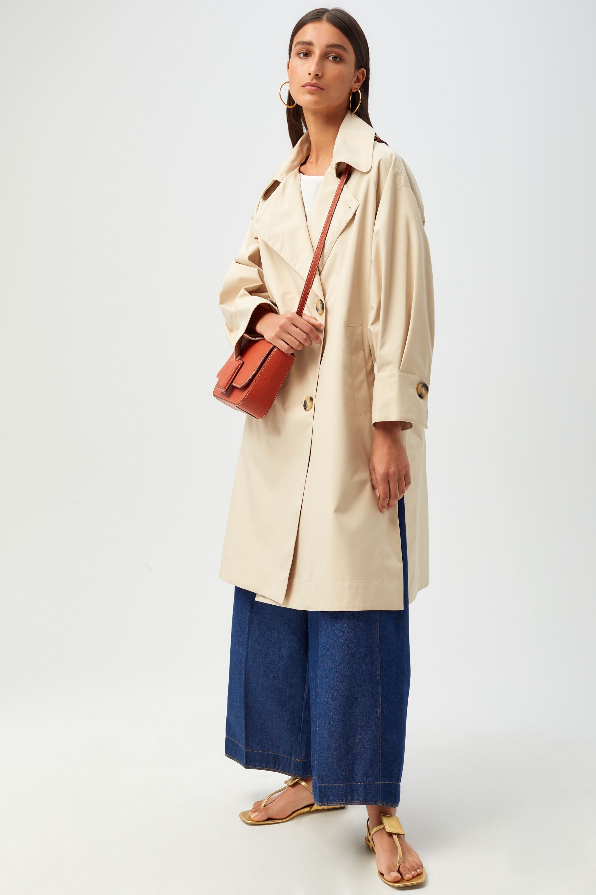 Technical fabric oversized trench coat