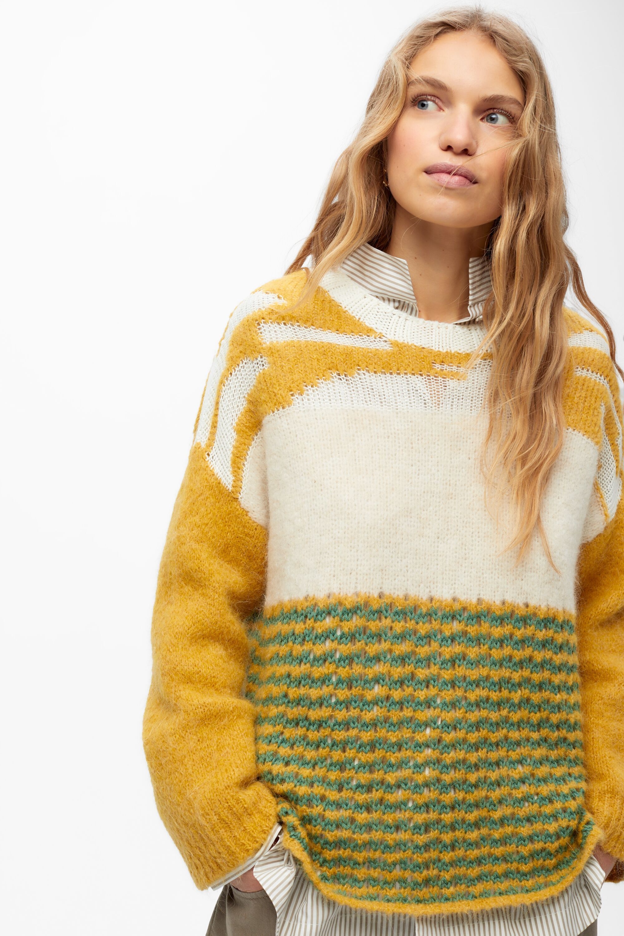 Intarsia mohair and wool oversized sweater