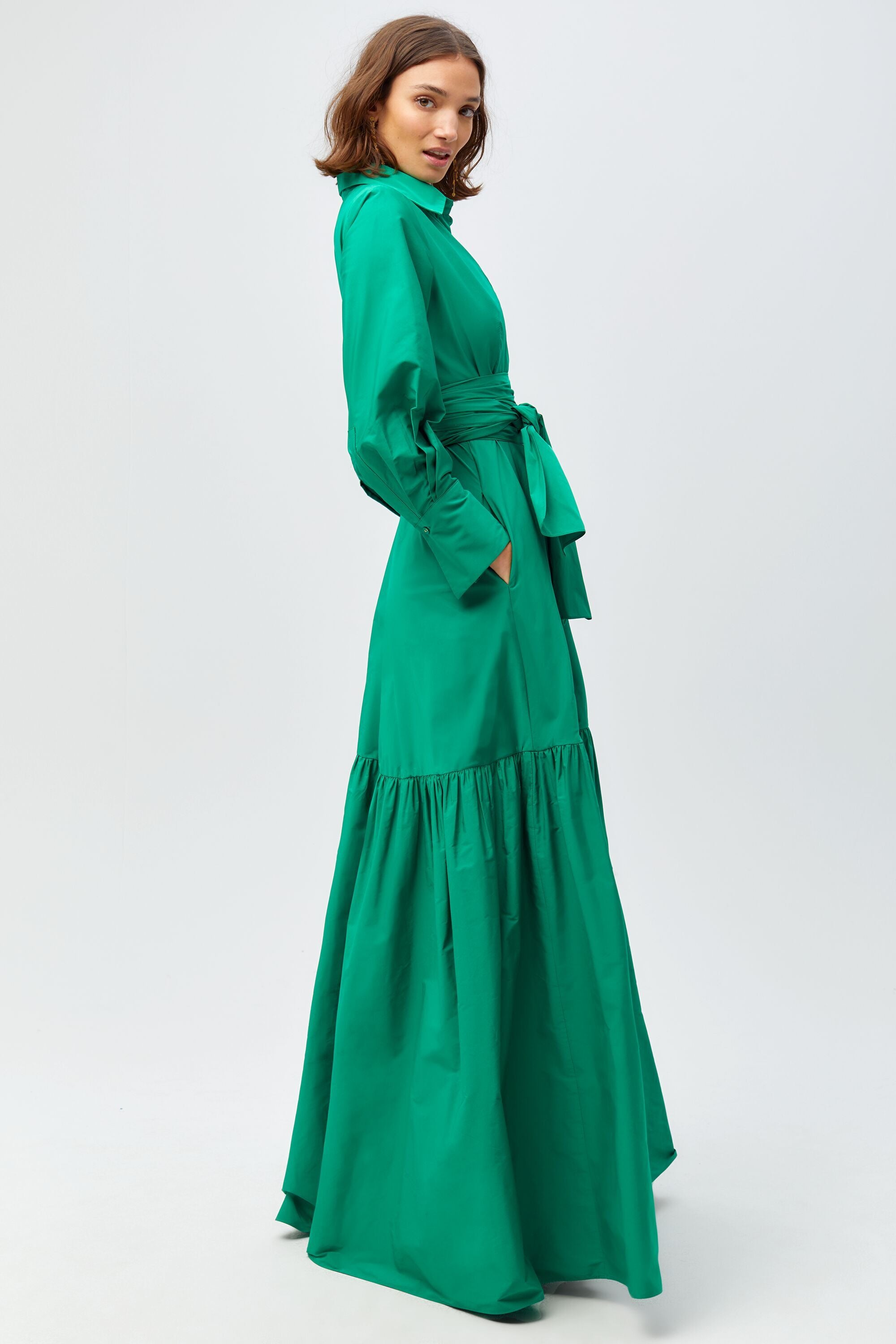 Vestido camisero largo verde esmeralda - Purificacion Garcia