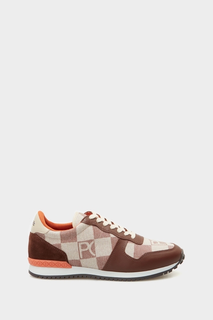 Canvas Cube Denim canvas and leather sneakers