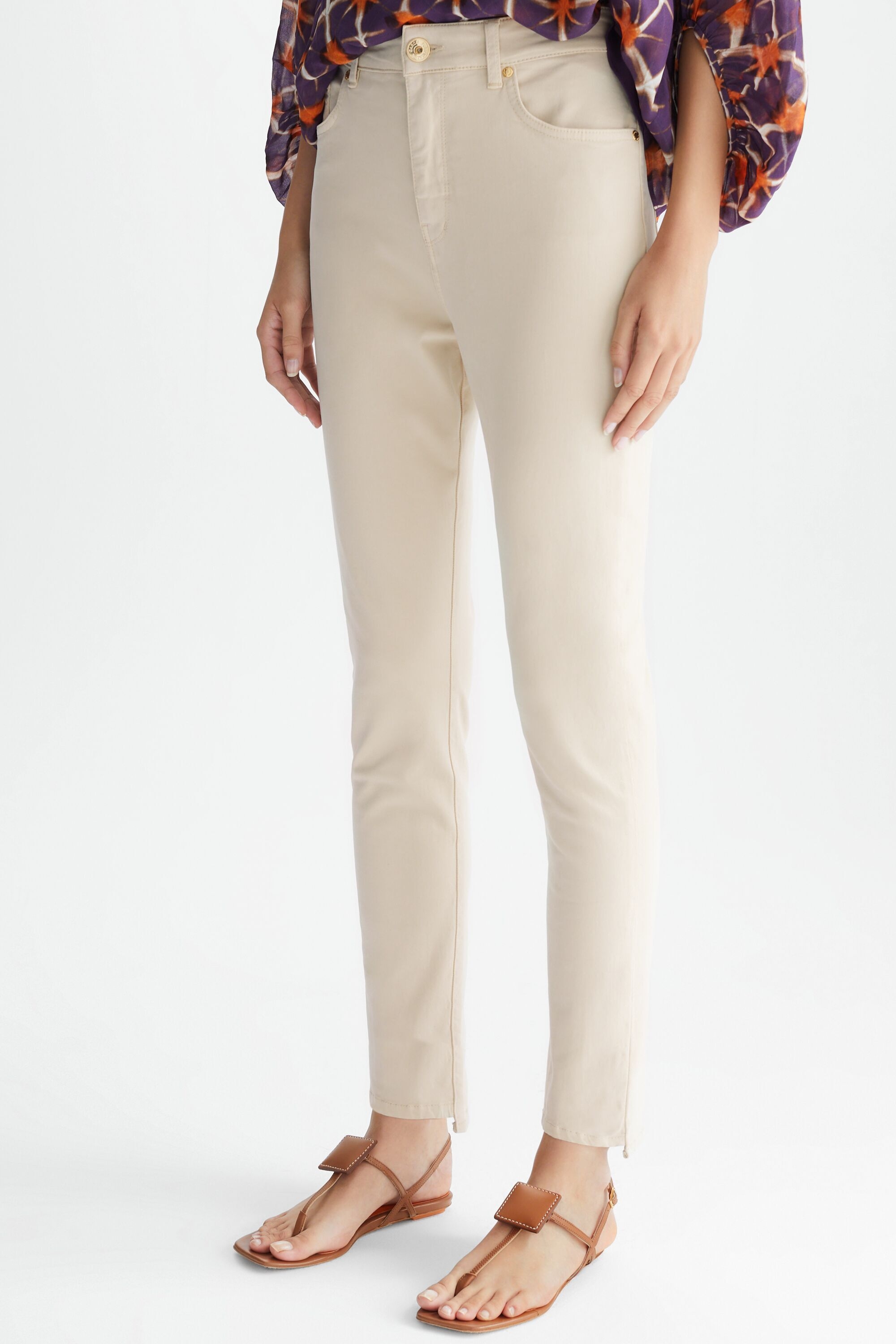Stretch-cotton slim-leg trousers