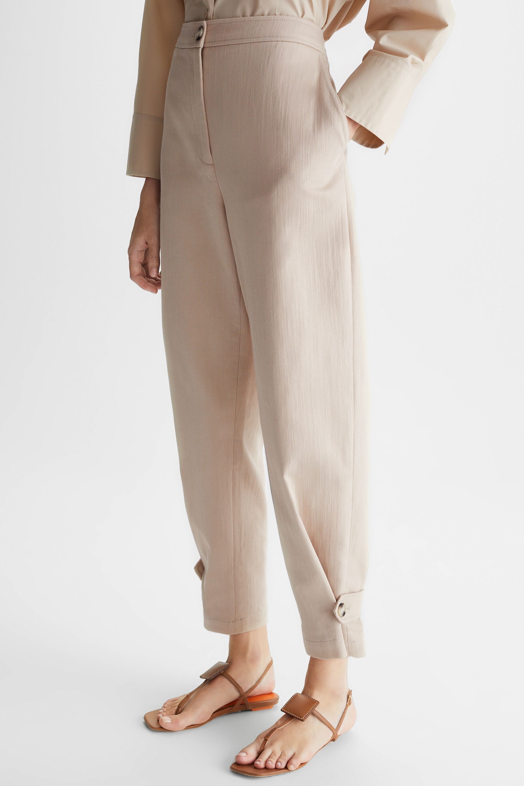 Structured cotton straight-leg cargo trousers