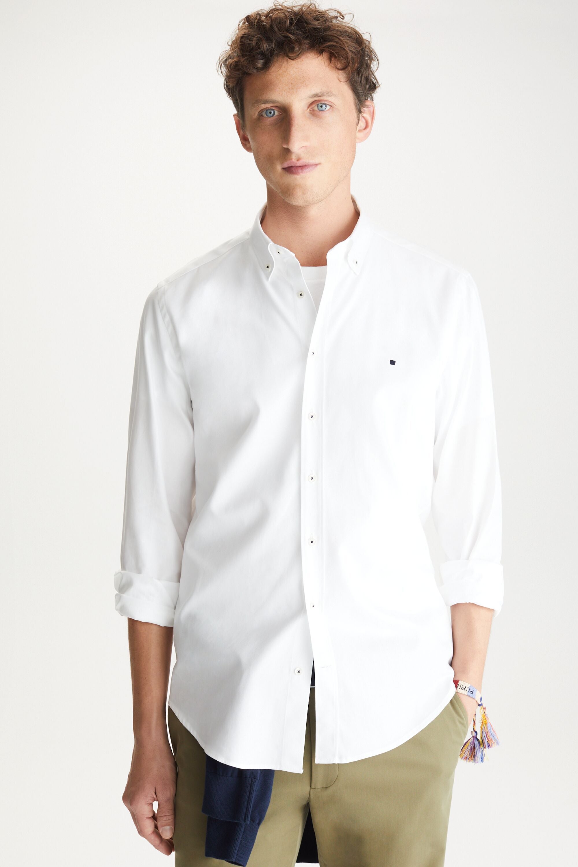 Camisa vestir regular fit sarga blanca