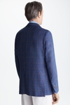 Windowpane checked linen relaxed fit blazer
