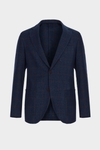 Windowpane checked linen relaxed fit blazer