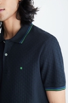 CUBE-SHAPED TEXTURED COTTON POLO SHIRT