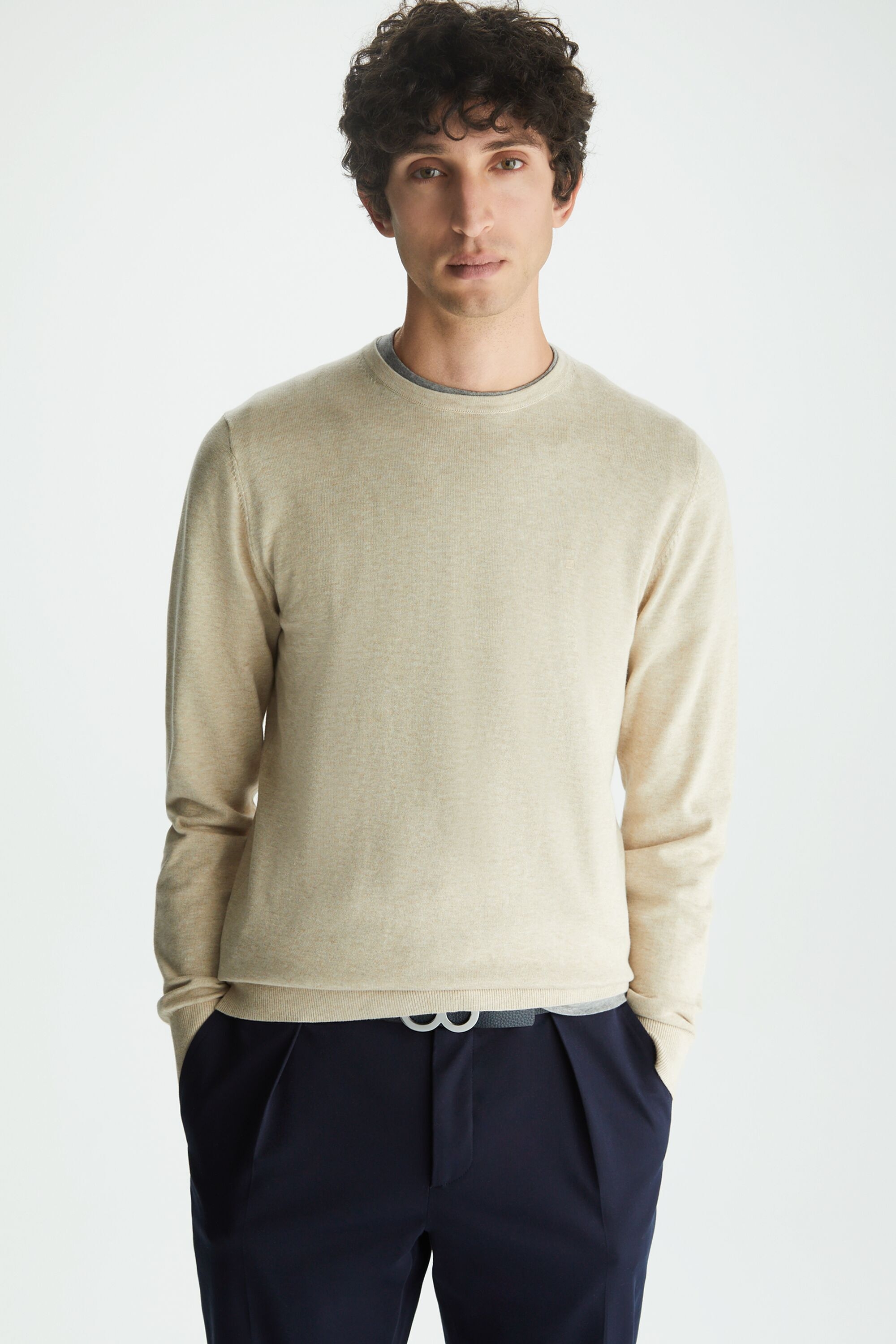 Jersey de cuello redondo de tejido cashmilon