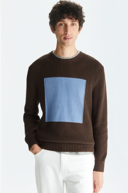 Cube intarsia cotton sweater