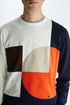 Geometric intarsia pima cotton sweater