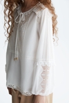 LACE RUFFLED VOILE BLOUSE