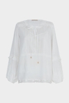 LACE RUFFLED VOILE BLOUSE