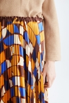 Bauhaus print twill pleated skirt
