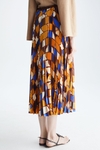 Bauhaus print twill pleated skirt
