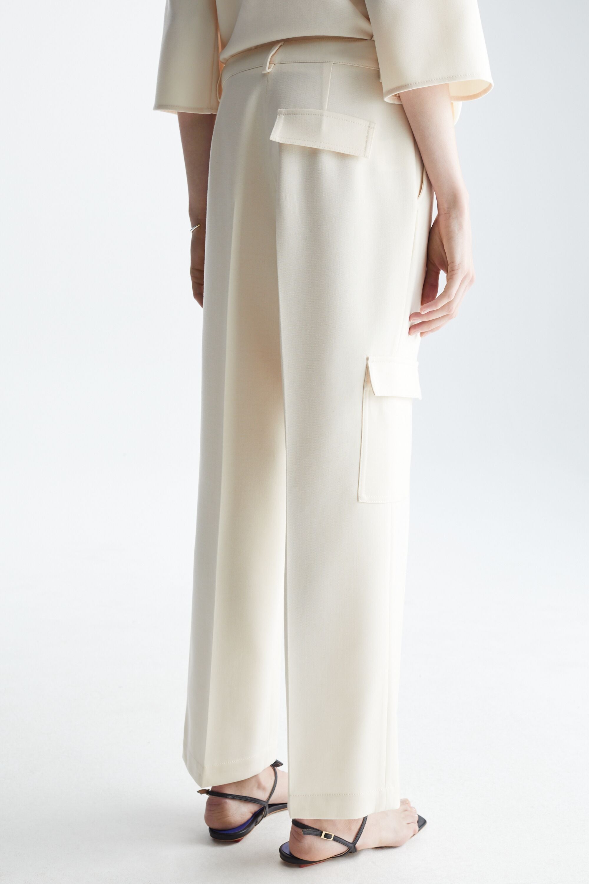 Ivory Cargo Wide Leg Trousers - Women's Trousers