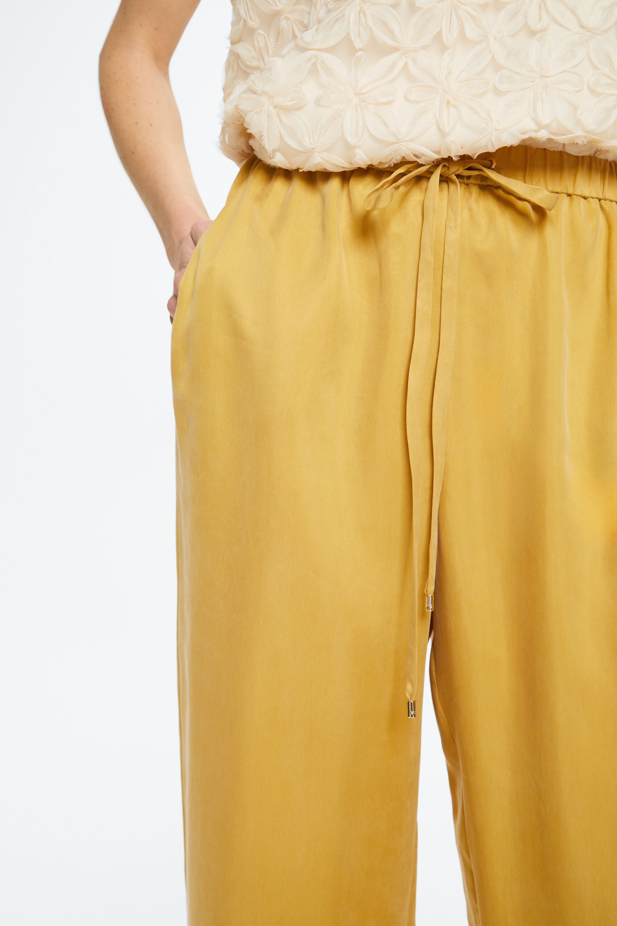 PYJAMA-STYLE TROUSERS - Mustard