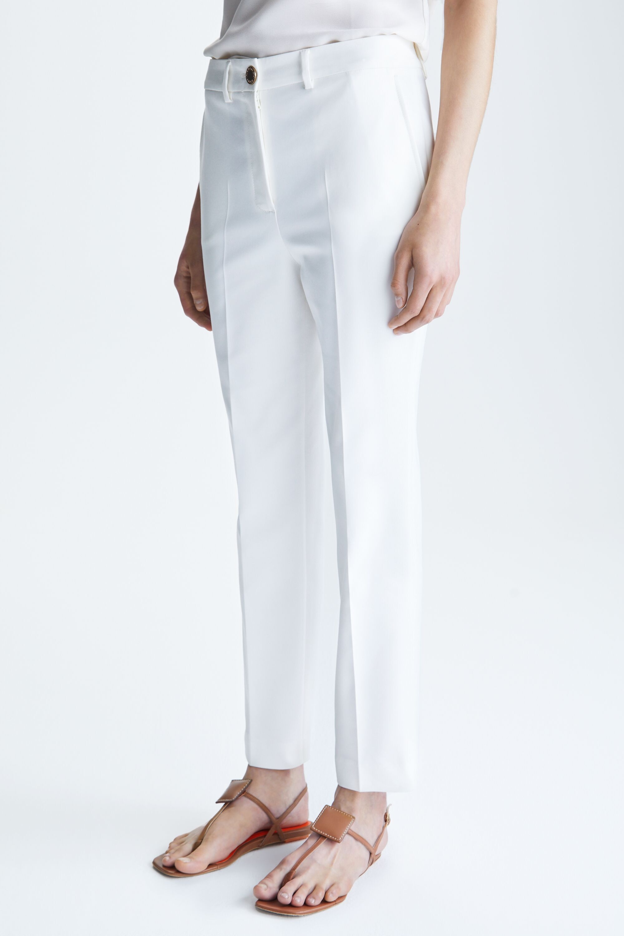 Satin slim-leg trousers