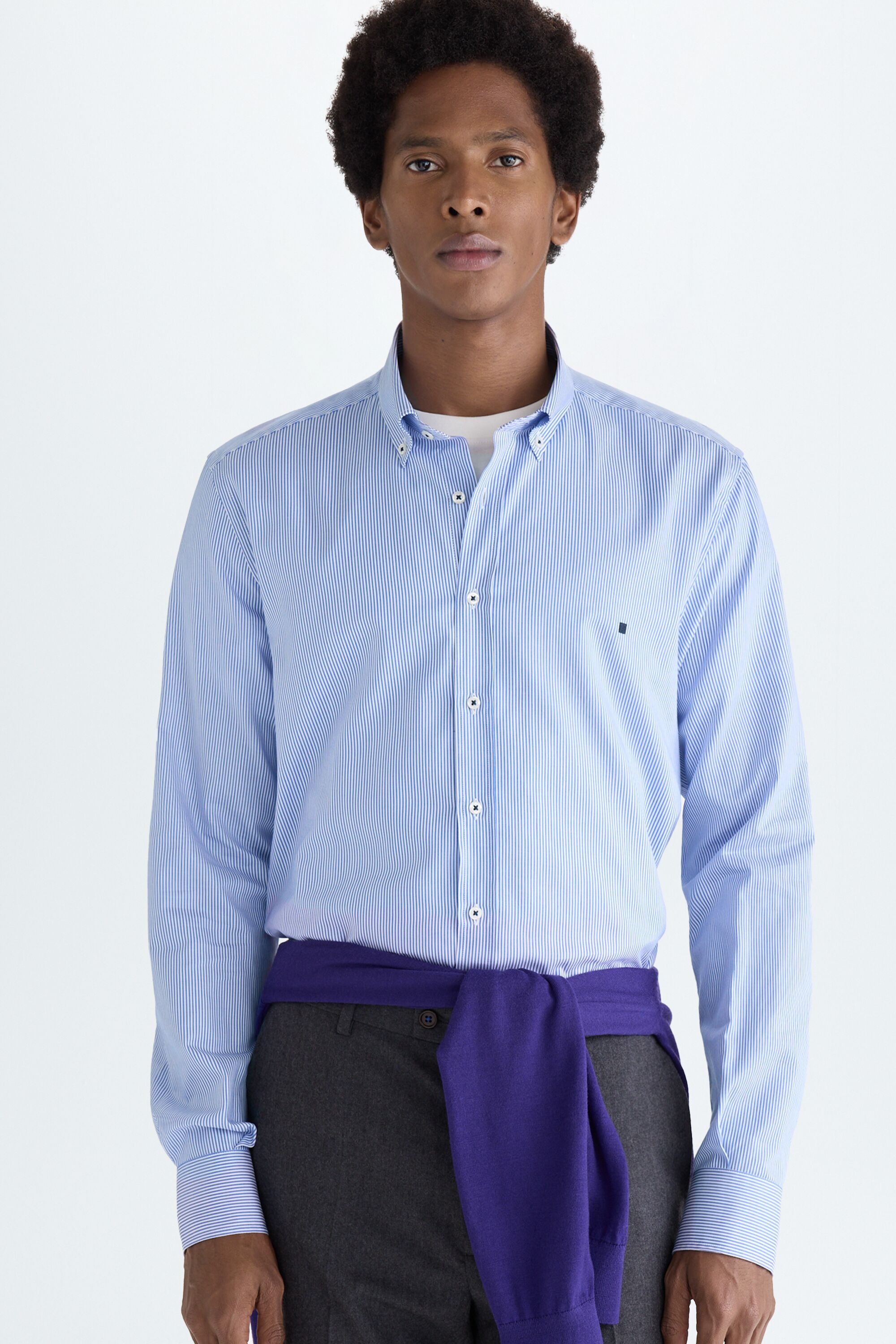 Needle striped twill shirt