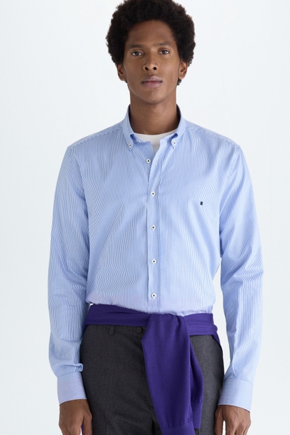 NEEDLE STRIPED TWILL SHIRT